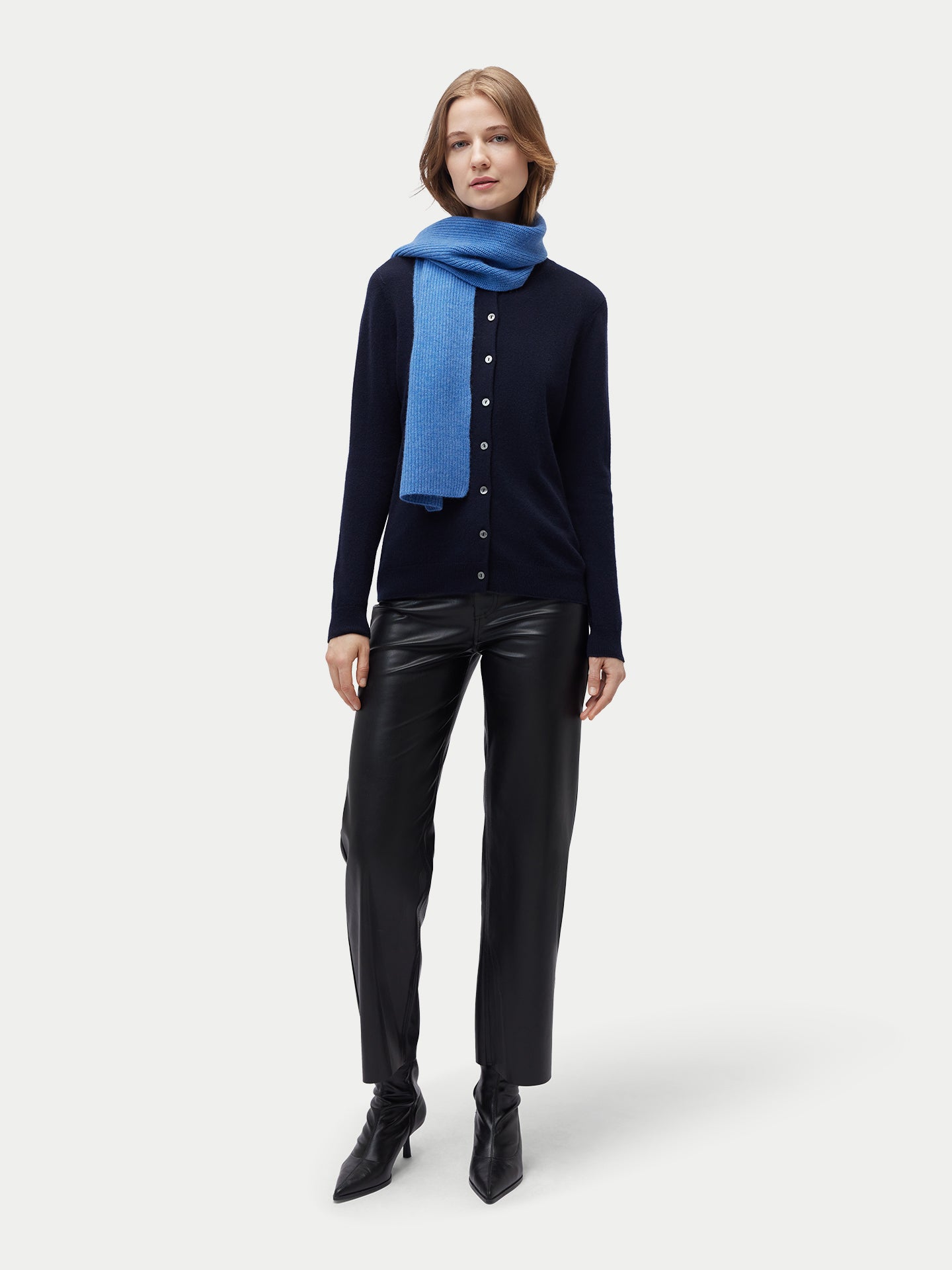 Unisex Cashmere Fisherman Knit Scarf Blue - Gobi Cashmere