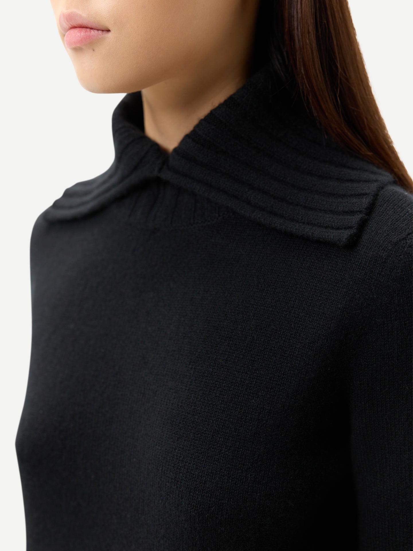 Fold-Over Turtleneck Cashmere Sweater
