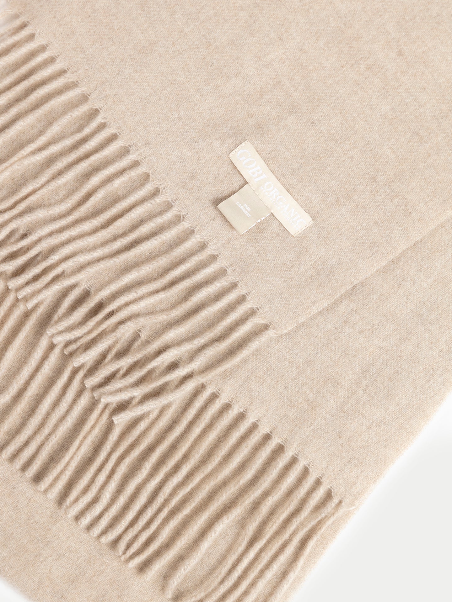 Unisex Cashmere Fringed Scarf Warm Grey - Gobi Cashmere