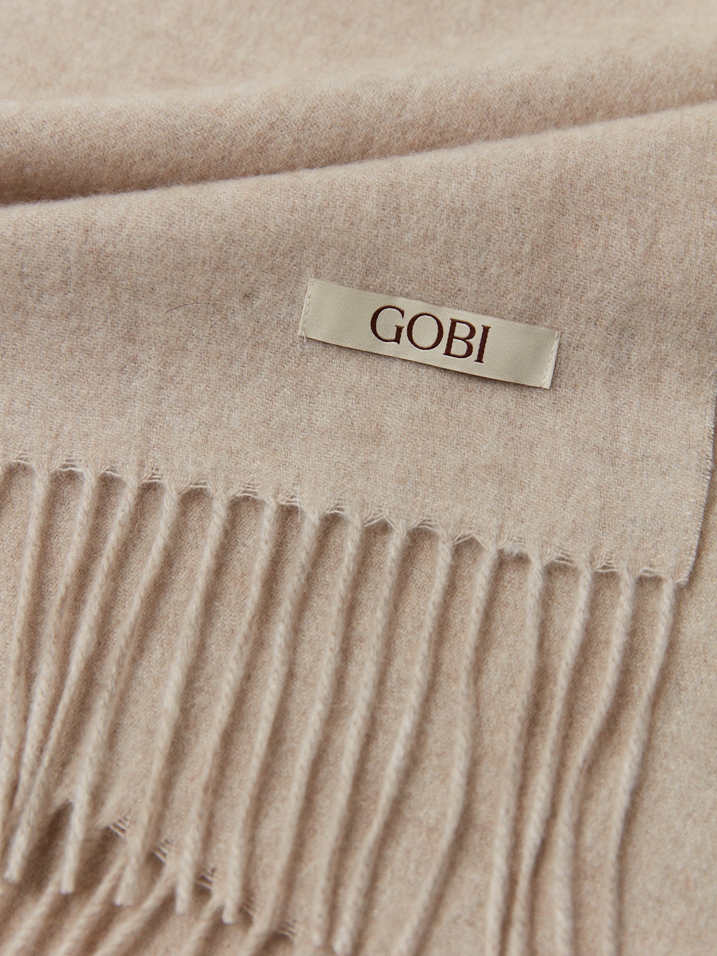 Unisex Organic Fringed Cashmere Woven Scarf Warm Grey - Gobi Cashmere