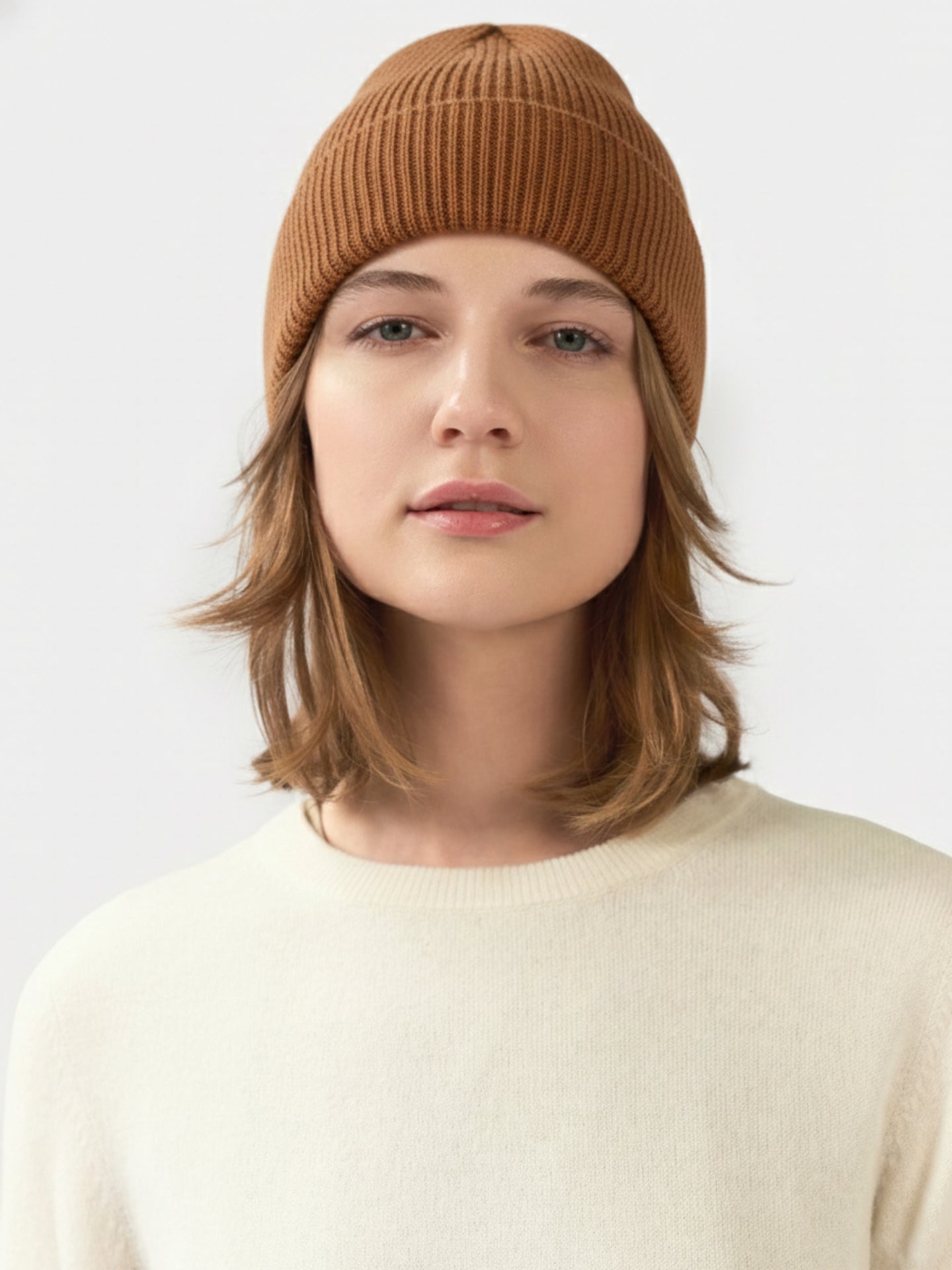 Berretto in maglia di cashmere a coste