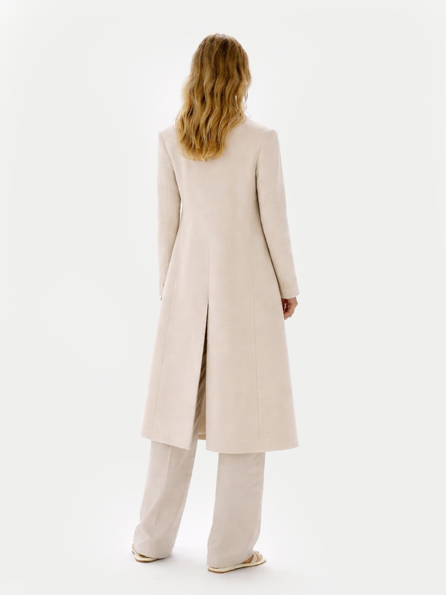Organic Colour Double-Breasted Long Coat Beige - Gobi Cashmere