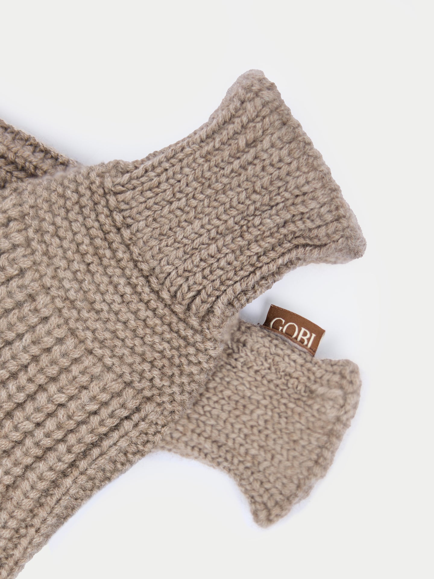 Organic Colour Rib-Knit Cashmere Gloves Taupe - Gobi Cashmere