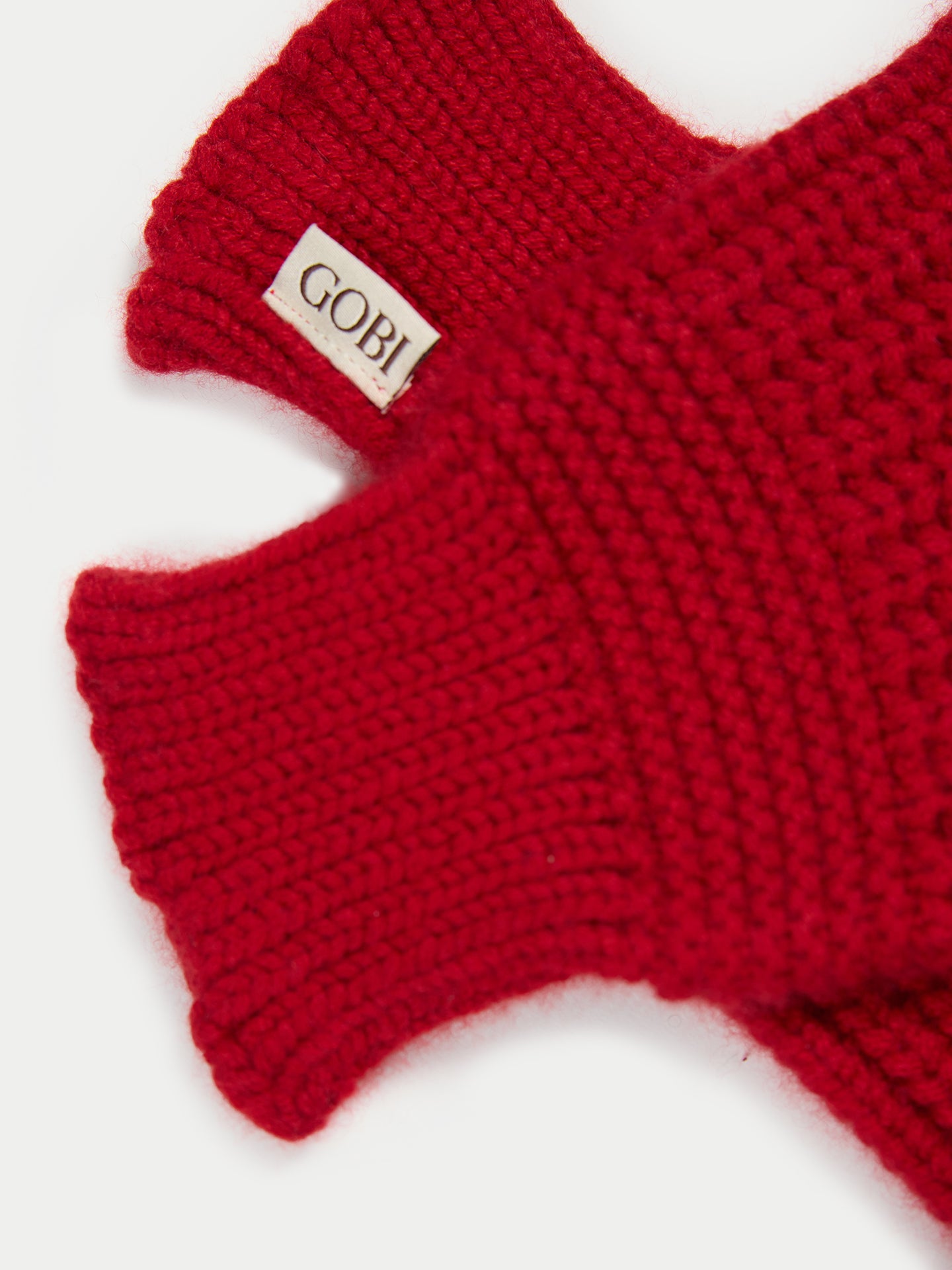 Rib-Knit Cashmere Gloves Chili Pepper - Gobi Cashmere