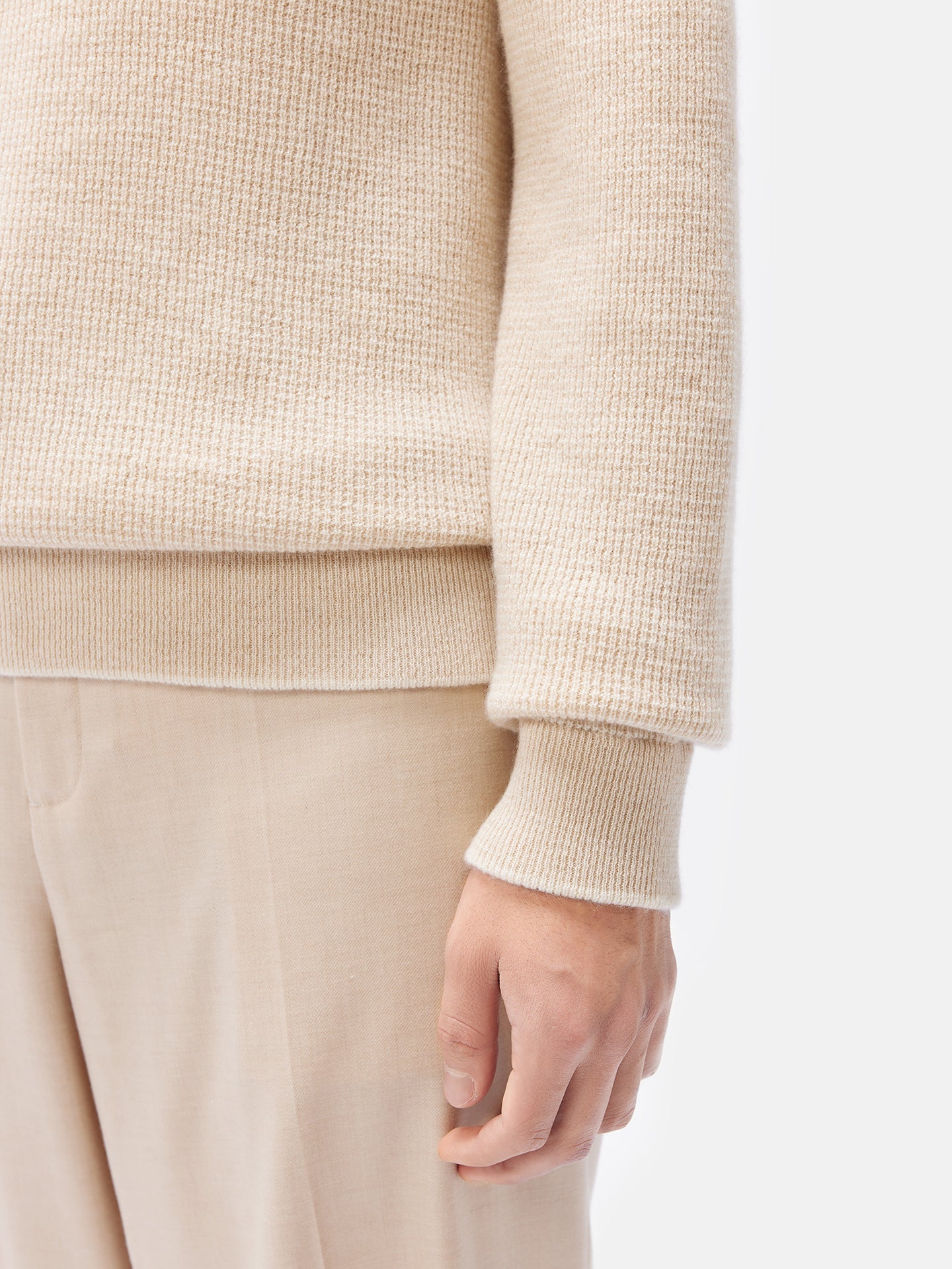 Men's Organic Cashmere Crewneck Sweater Off White - Gobi Cashmere