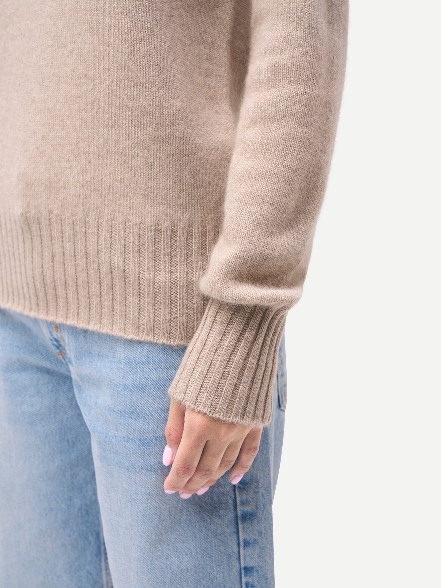 Fold-Over Turtleneck Cashmere Sweater