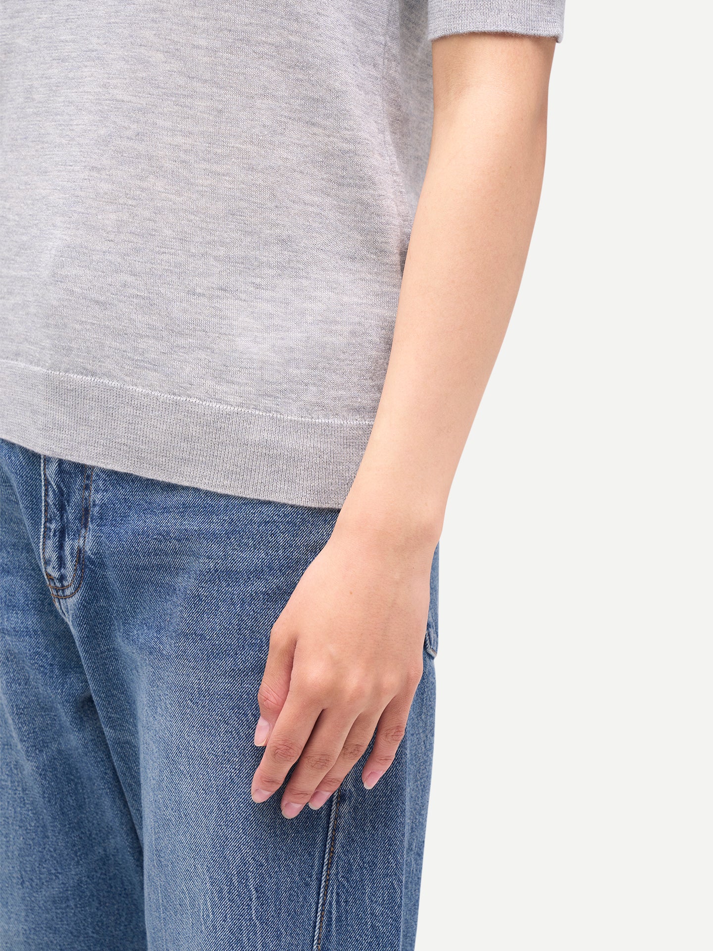 Women's Cashmere Cashmere Silk Shirt with High Neck Vapor Blue - Gobi Cashmere