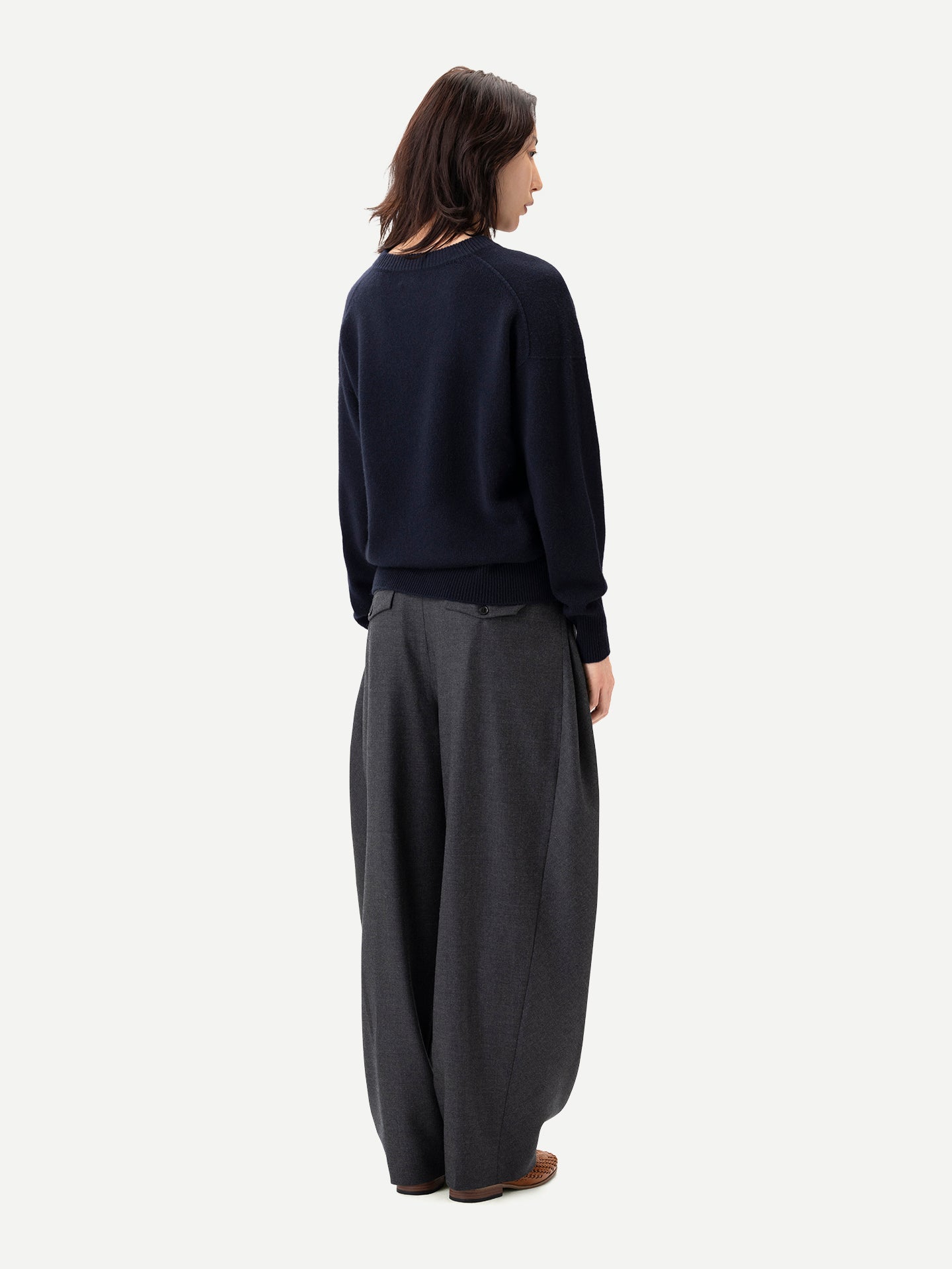 Barrel-Leg Cashmere Pants
