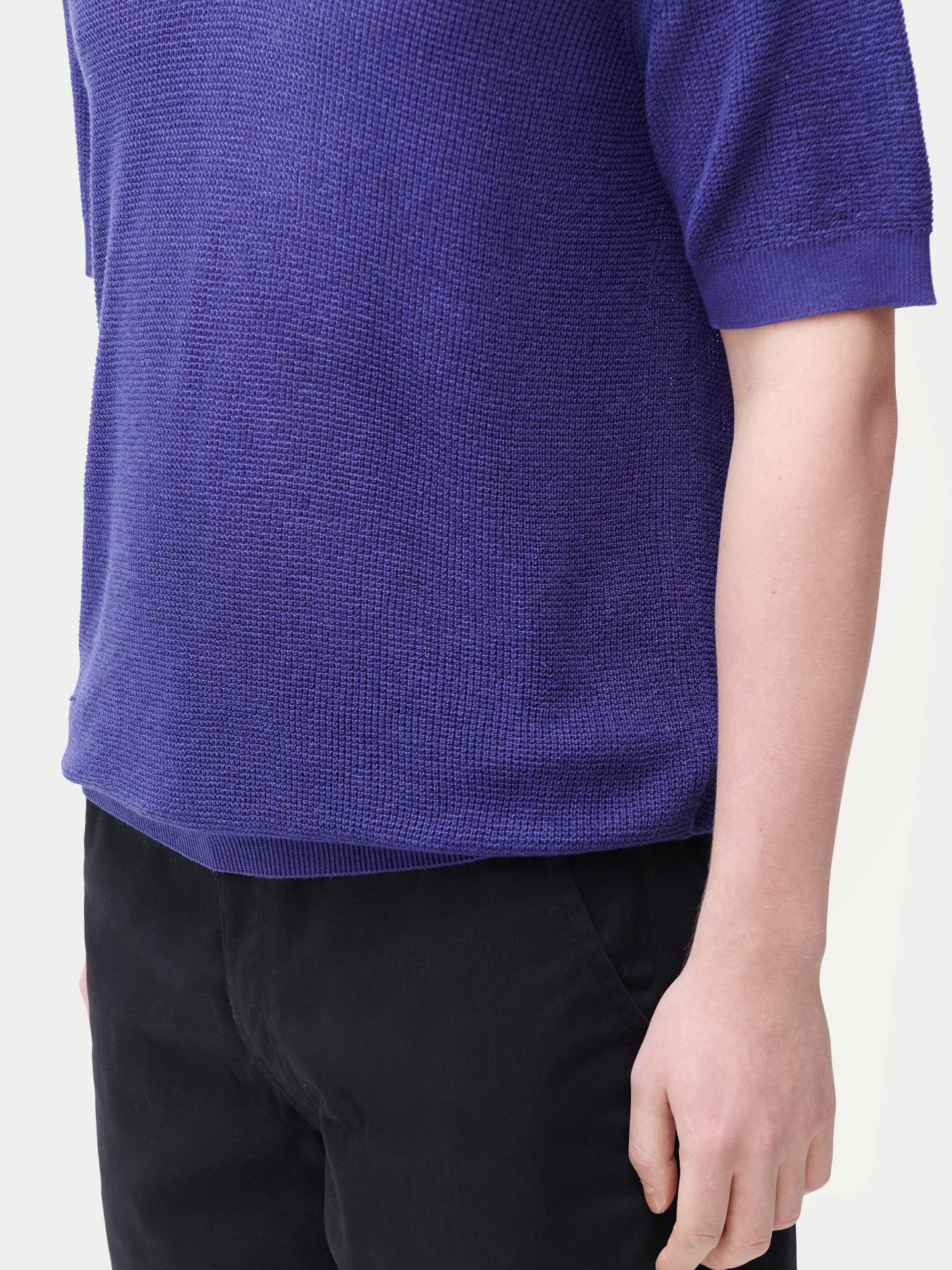 Men's Cashmere Silk Polo Skipper Blue | GOBI Cashmere
