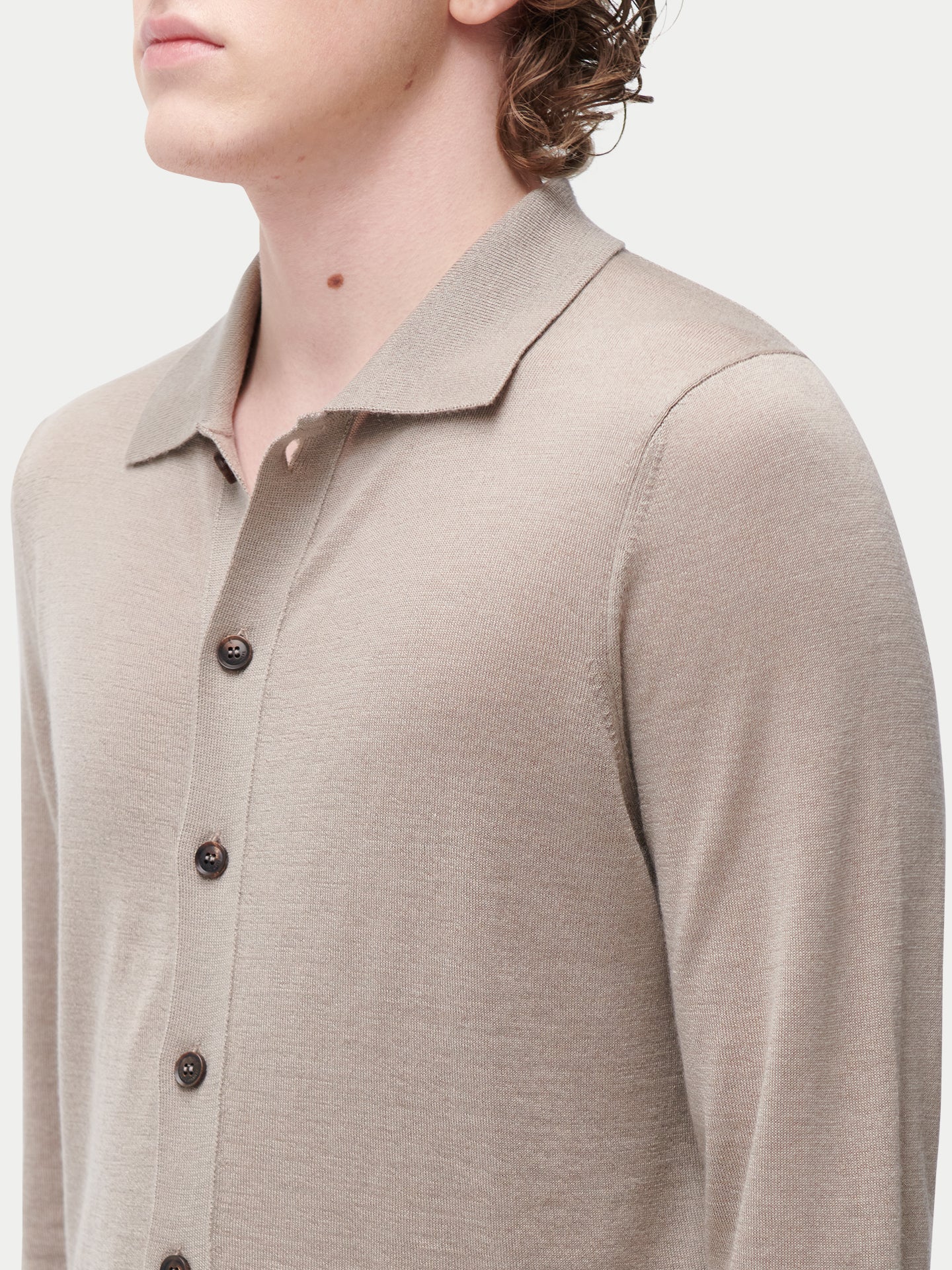 Cashmere Silk Polo-Neck Cardigan