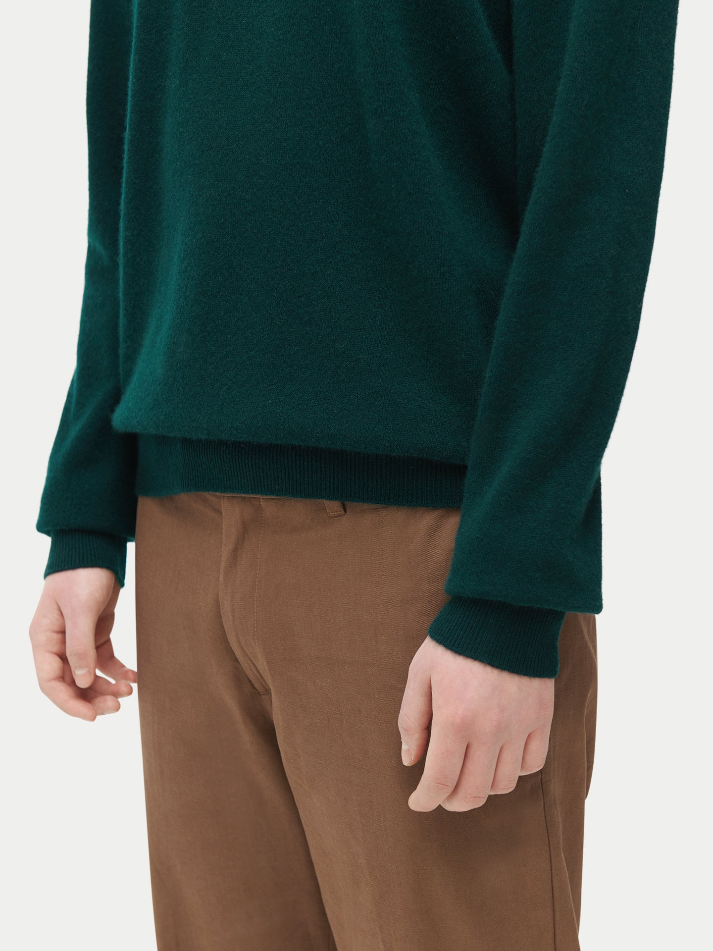 Men's Cashmere Essential Crew Neck Sweater Dark Green - Gobi Cashmere