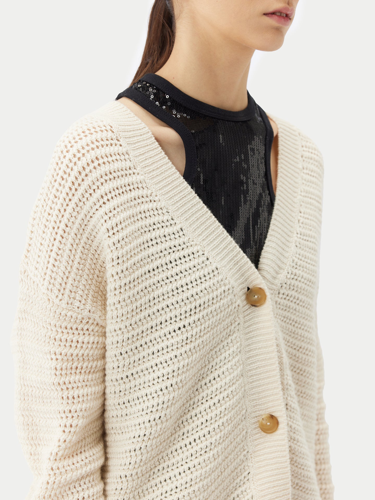 Women's Cotton Cashmere Cardigan Whisper White - Gobi Cashmere