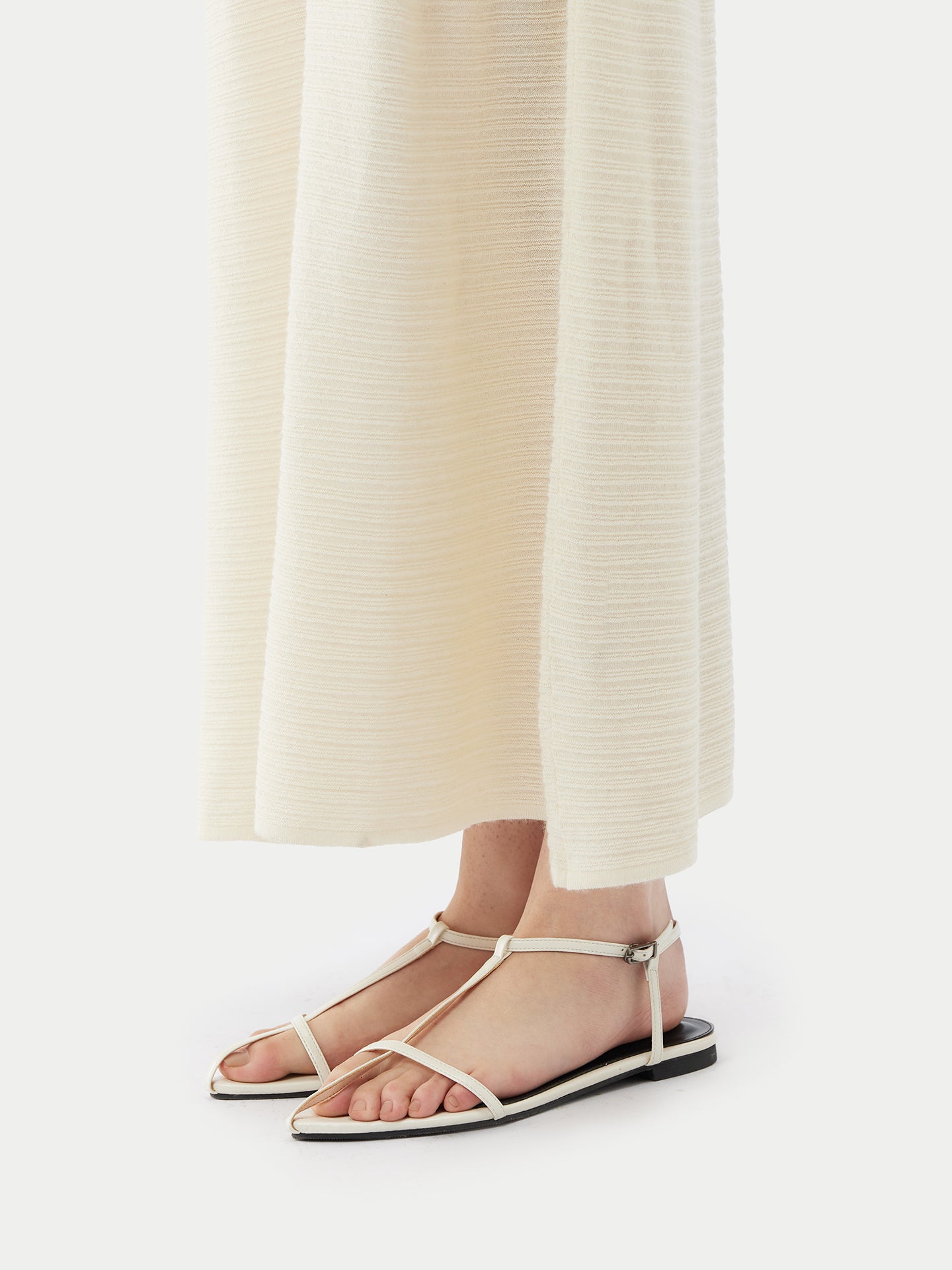 Women's High-neck Ribbed Cotton Silk Cashmere Blend Top Marshmallow - GOBI Cashmere