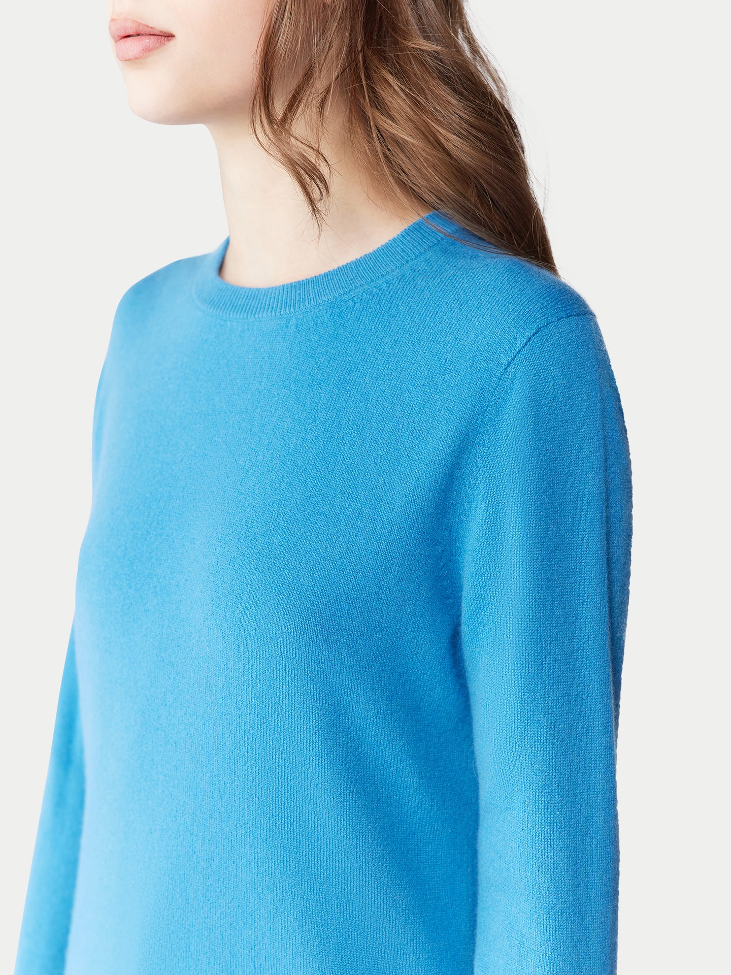 Women's Cashmere Essential Crew Neck Sweater Cendre Blue - Gobi Cashmere