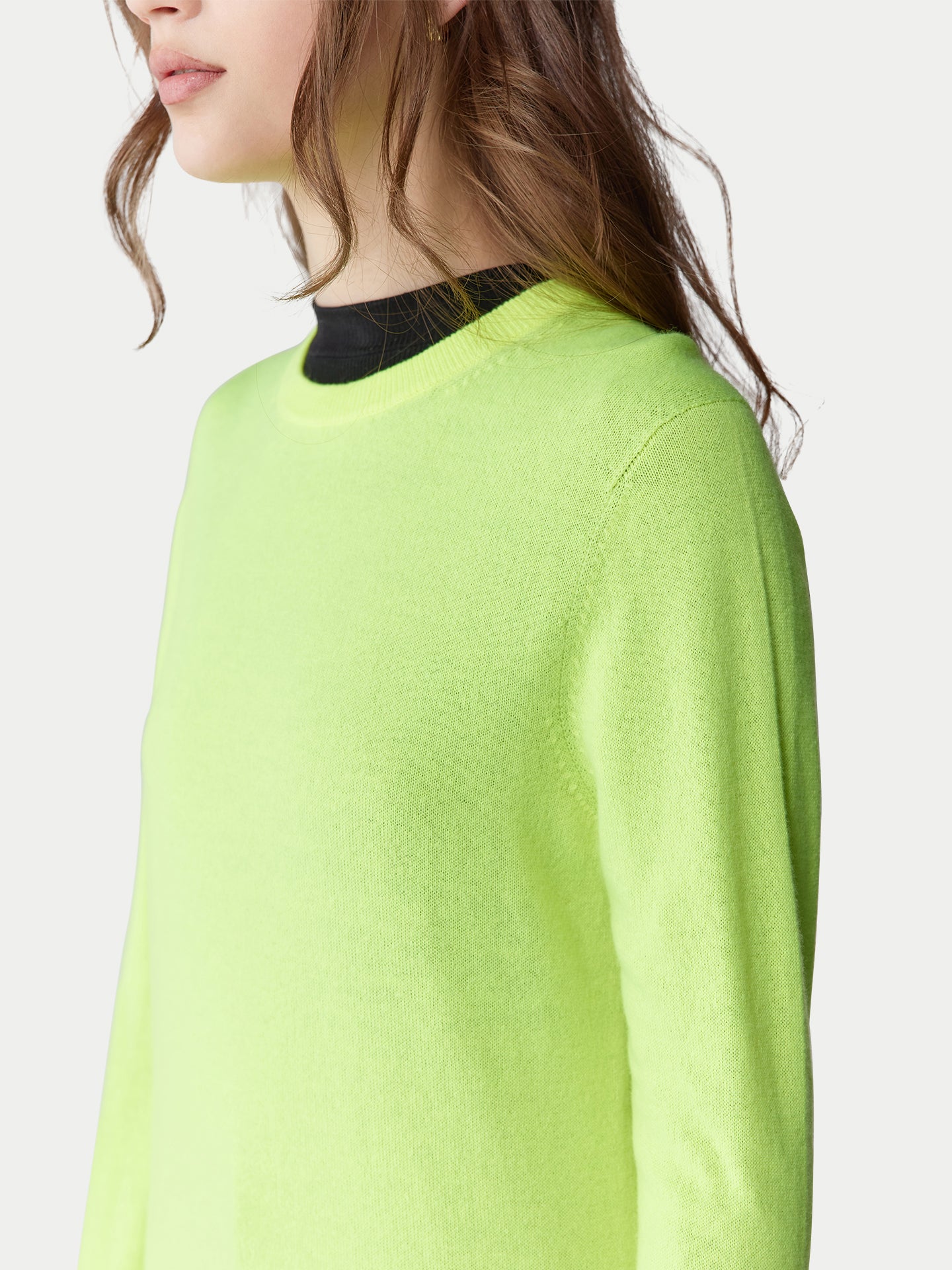 Women's Cashmere Essential Crew Neck Sweater Sunny Lime - Gobi Cashmere