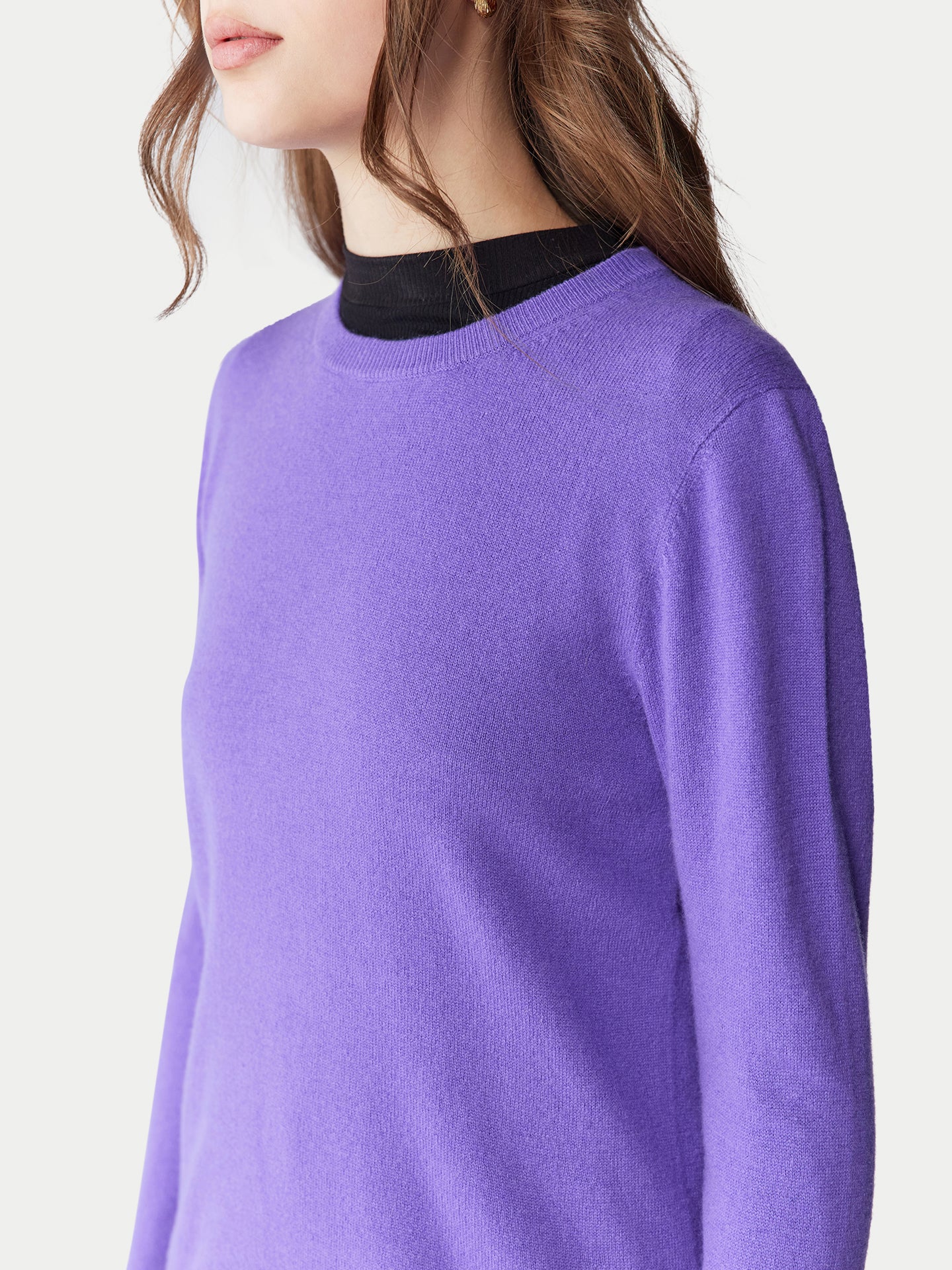 Women's Cashmere Essential Crew Neck Sweater Dusted Peri - Gobi Cashmere
