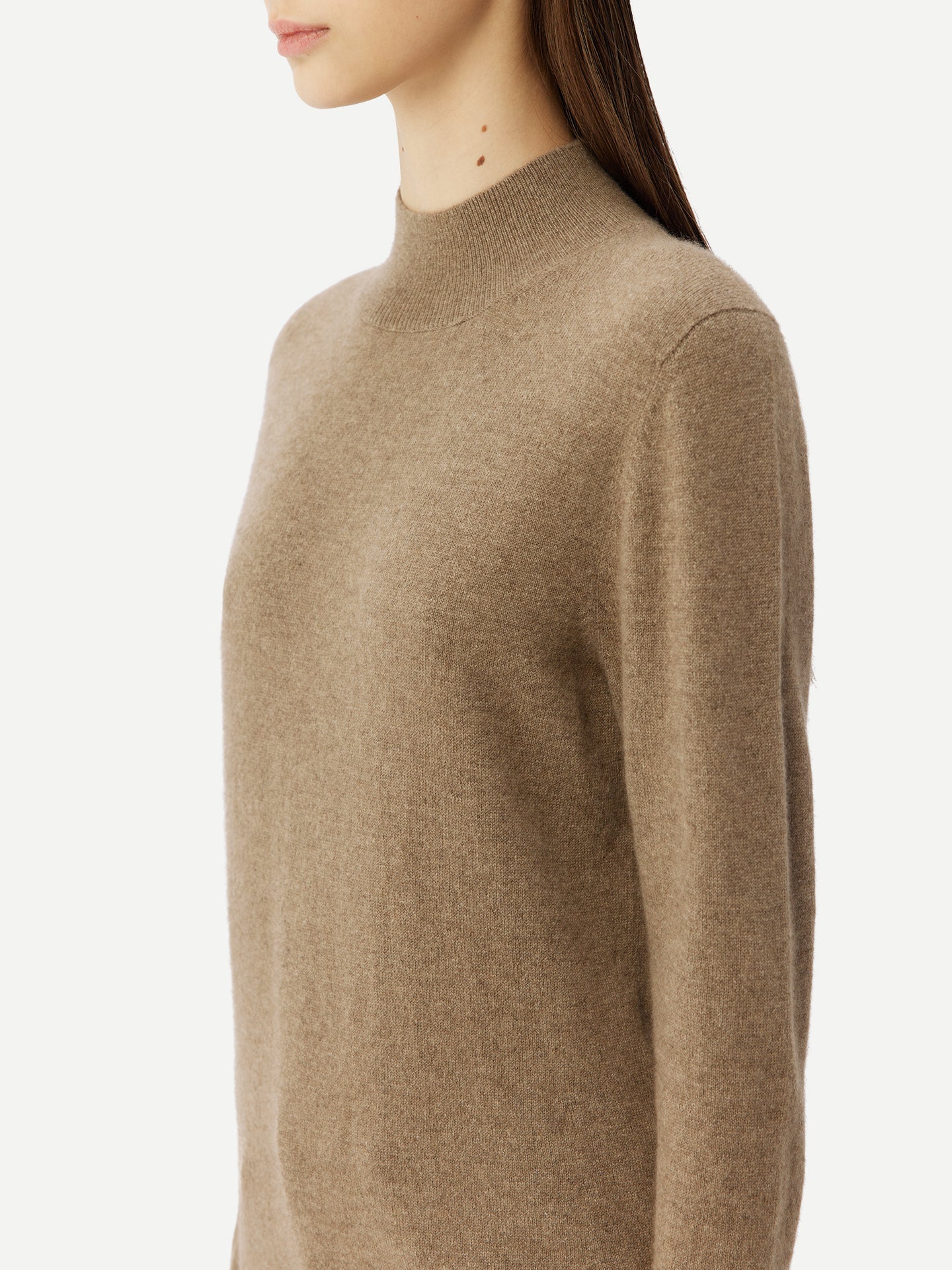 Women's Cashmere Stand-Up Collar Sweater Taupe - Gobi Cashmere