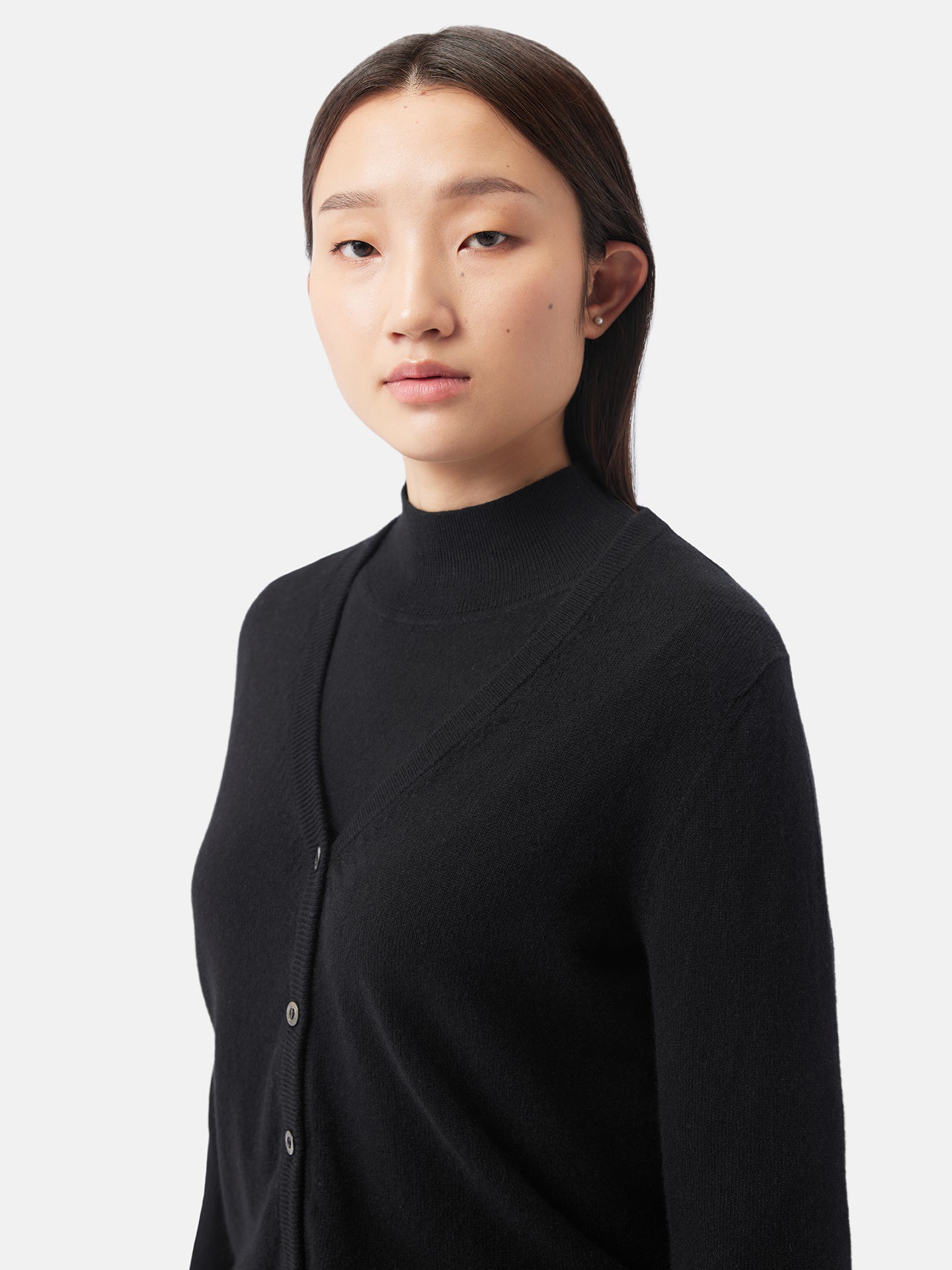 Women's Cashmere V-neck Button Cardigan Black - Gobi Cashmere