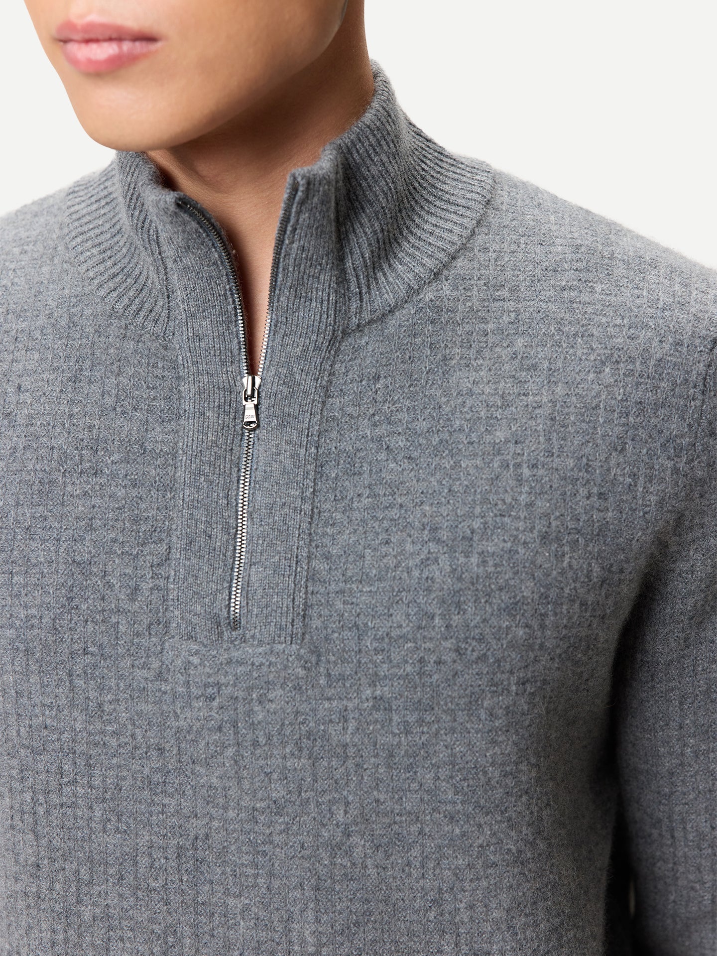 Men's Cashmere Waffle Knit Half-Zip Sweater