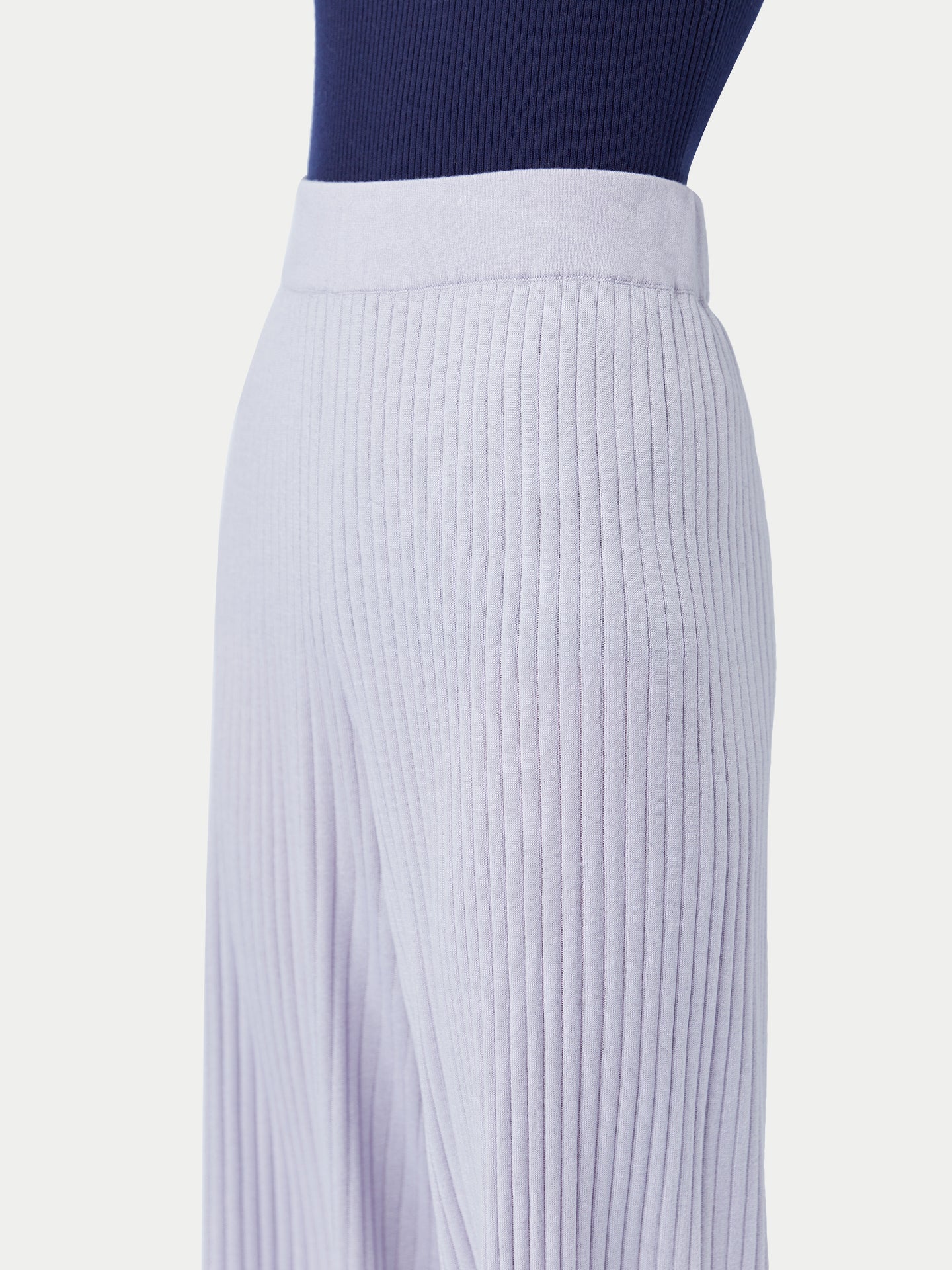 Women's Rib-Knit Silk Cashmere Blend Pants Purple Heather - Gobi Cashmere