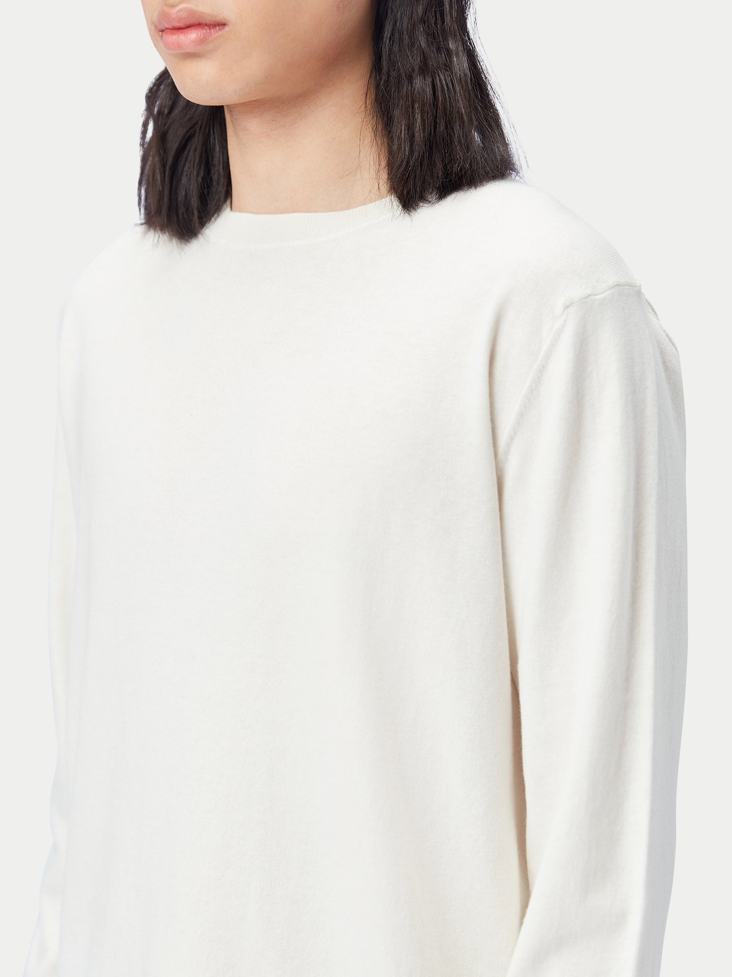 Men's Crewneck Cotton Silk Cashmere Blend Sweater Whisper White - Gobi Cashmere