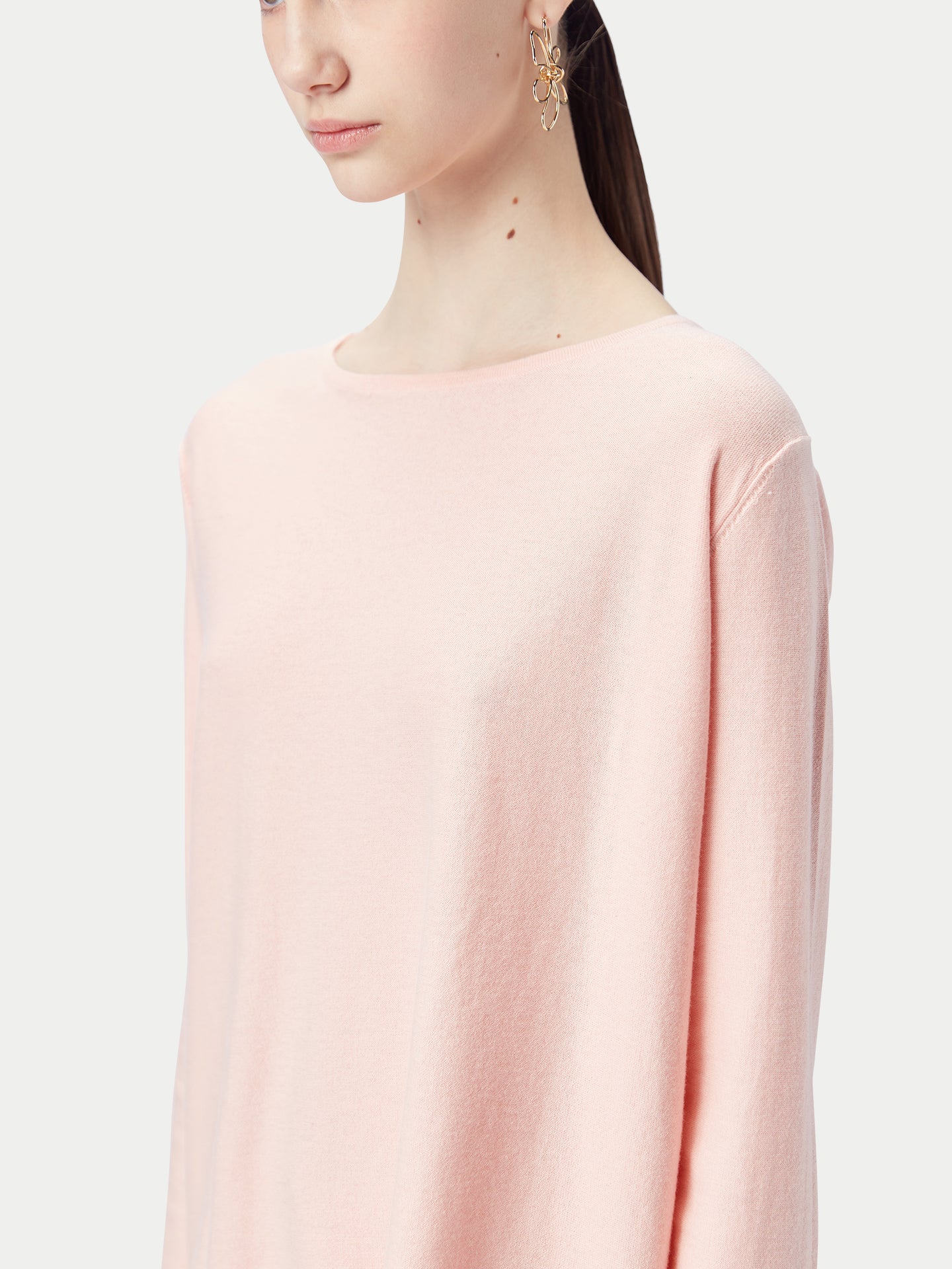 Women's Boatneck Cotton Silk Cashmere Blend Sweater Primrose Pink - Gobi Cashmere
