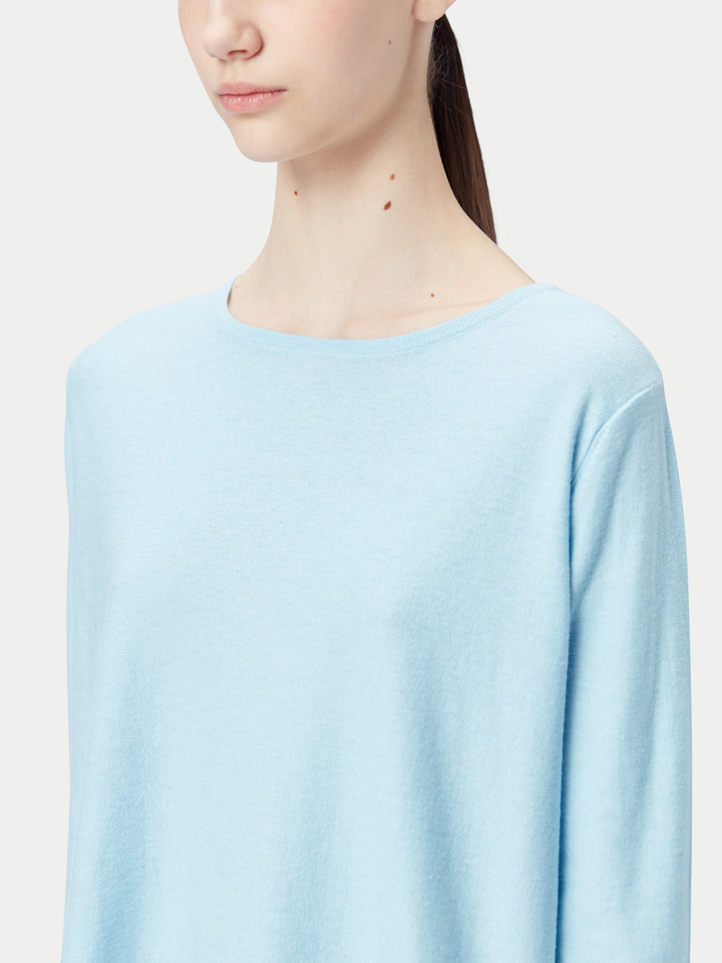 Women's Boatneck Cotton Silk Cashmere Blend Sweater Aquamarine - Gobi Cashmere