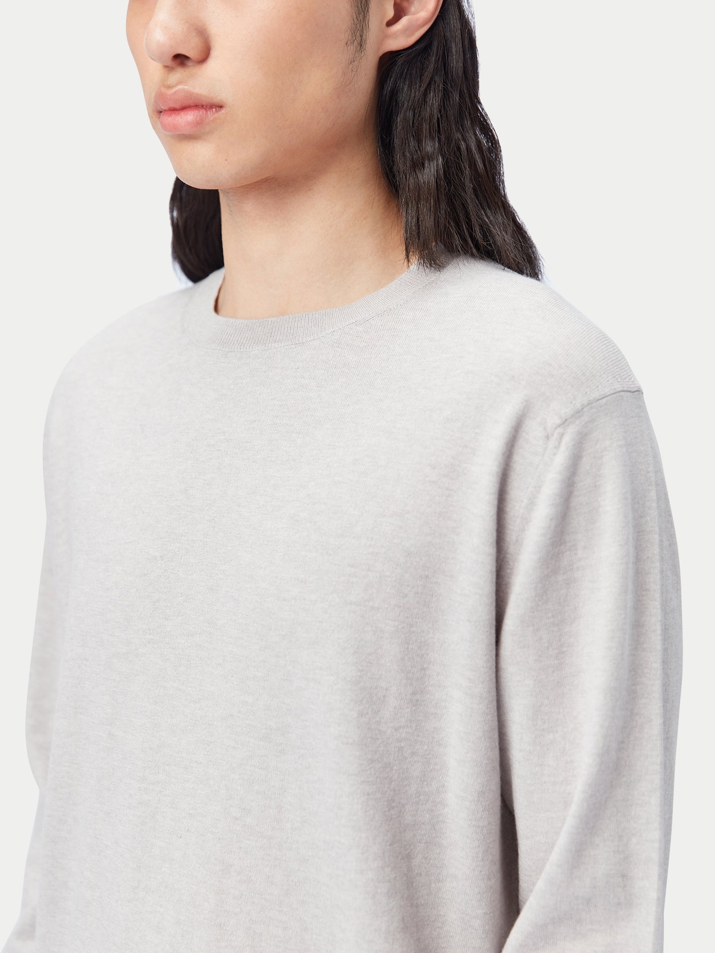 Men's Crewneck Cotton Silk Cashmere Blend Sweater Wind Chime - Gobi Cashmere