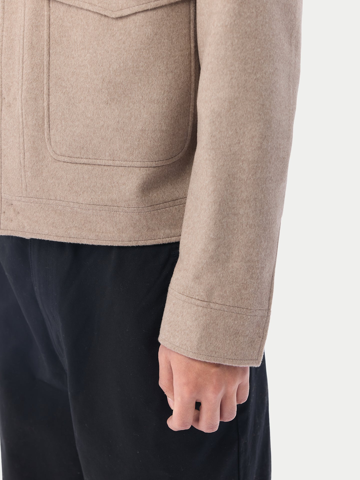 Men's Organic Snap Front Cashmere Jacket Taupe - Gobi Cashmere