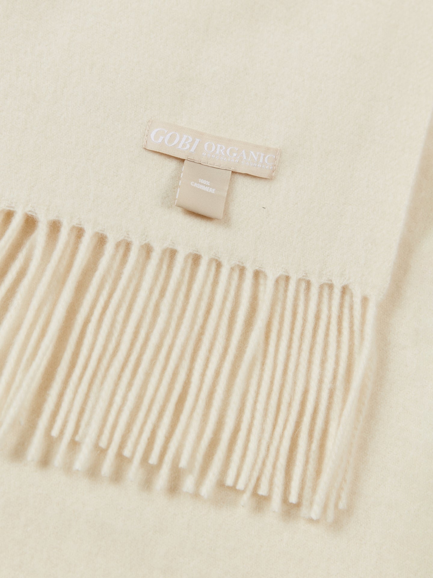 Unisex Organic Cashmere Large Blanket With Fringe Off White - Gobi Cashmere