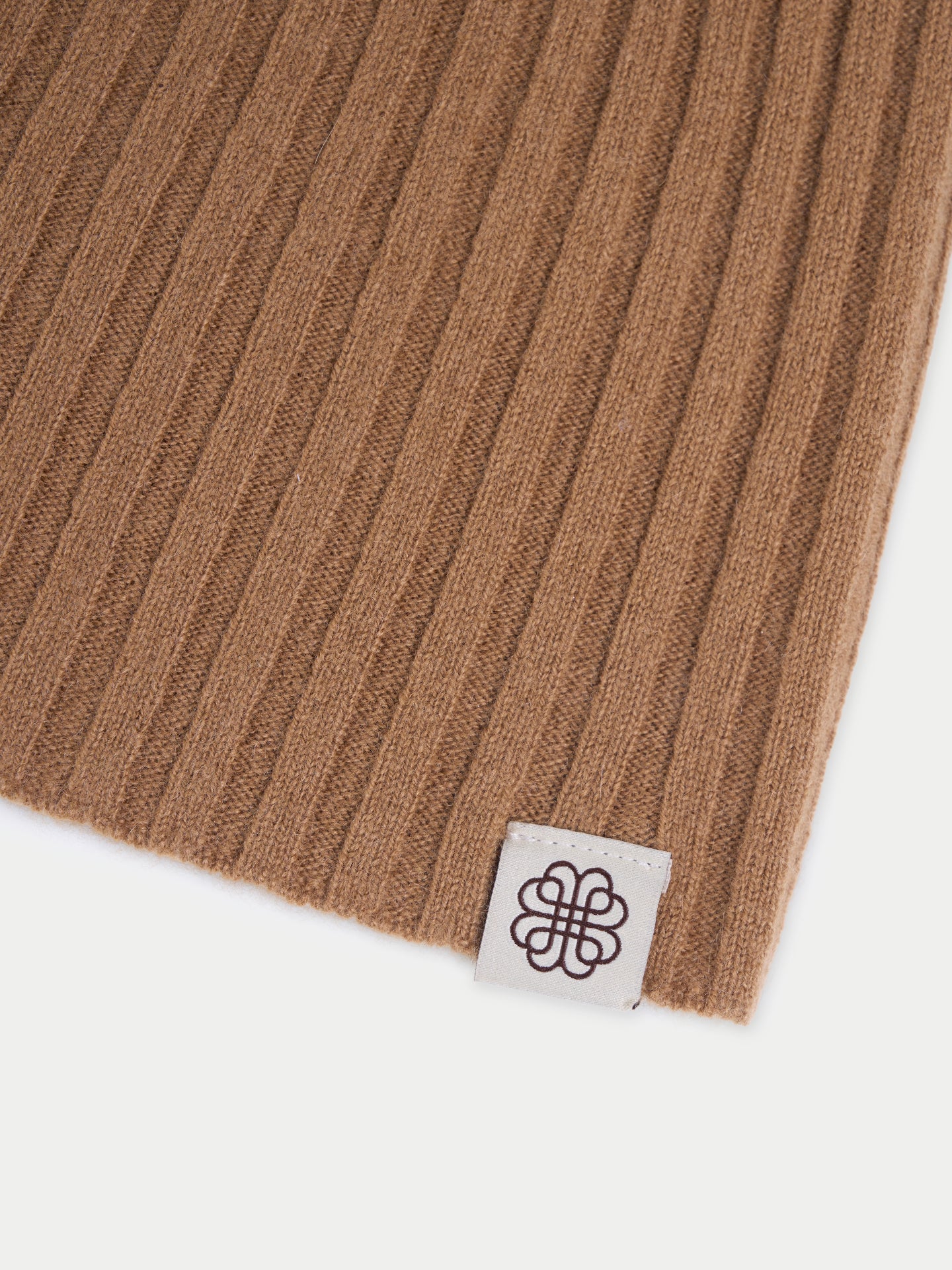 Unisex Cashmere Rib Knit Hat Almond - Gobi Cashmere