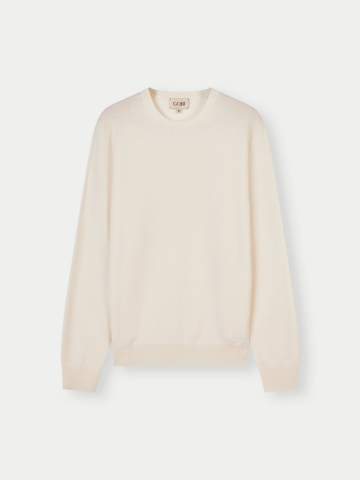 Men's Cashmere Essential Crew Neck Sweater White - Gobi Cashmere