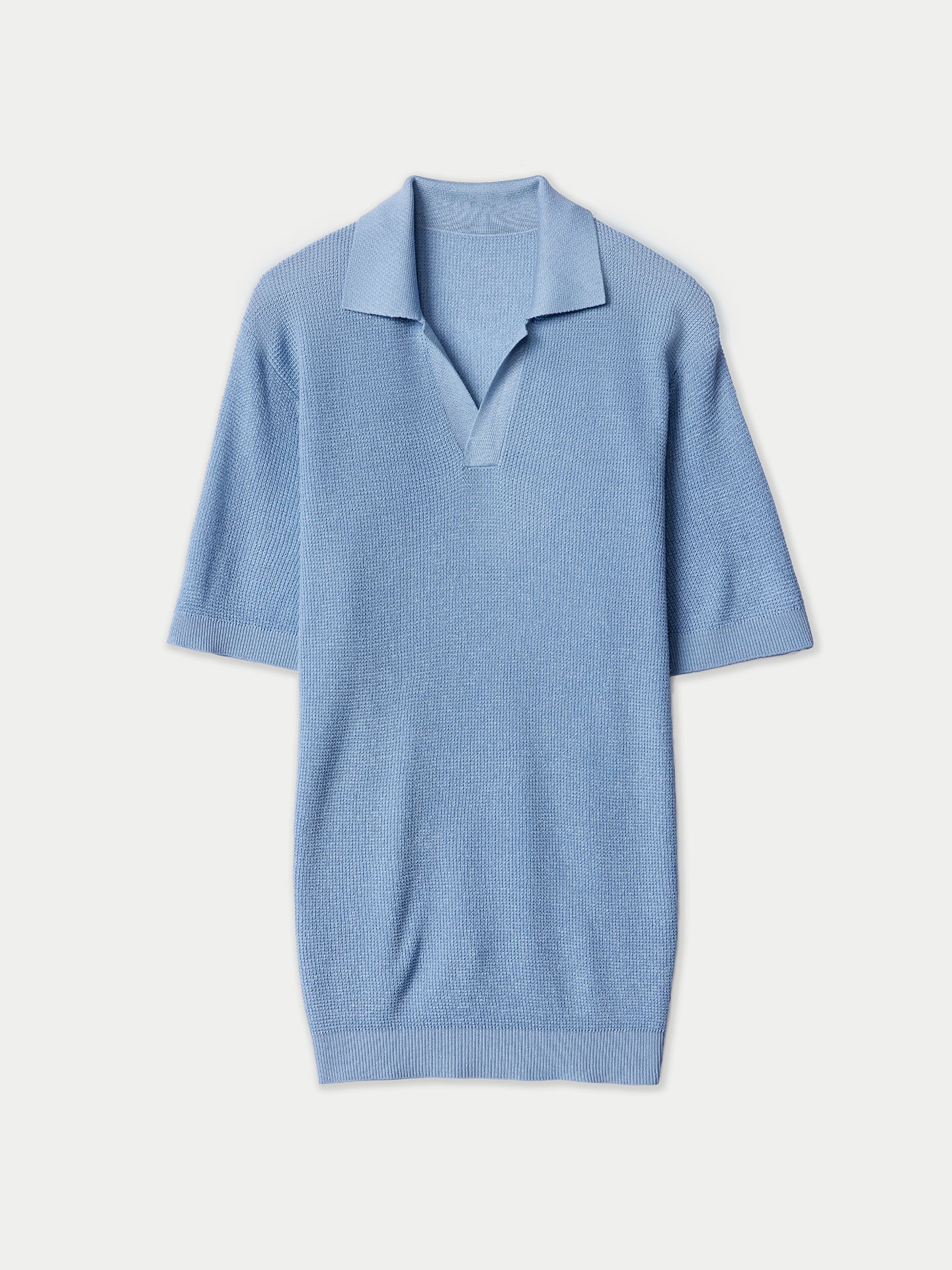 Men's Cashmere Silk Polo Celestial Blue | GOBI Cashmere