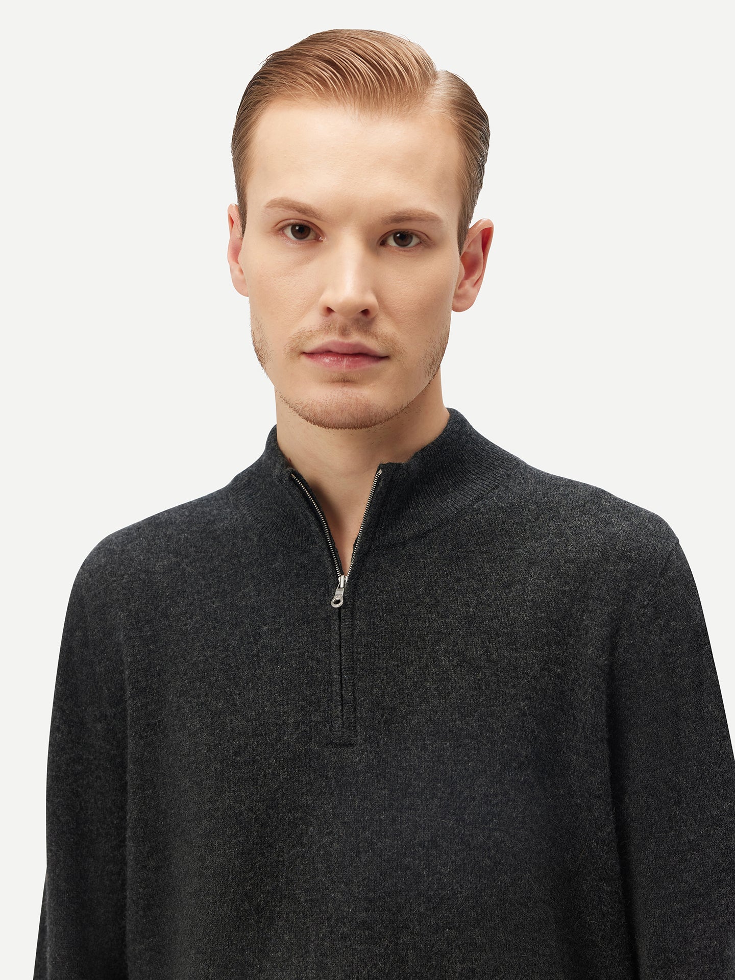 Men's Cashmere Polo Sweater Charcoal - Gobi Cashmere