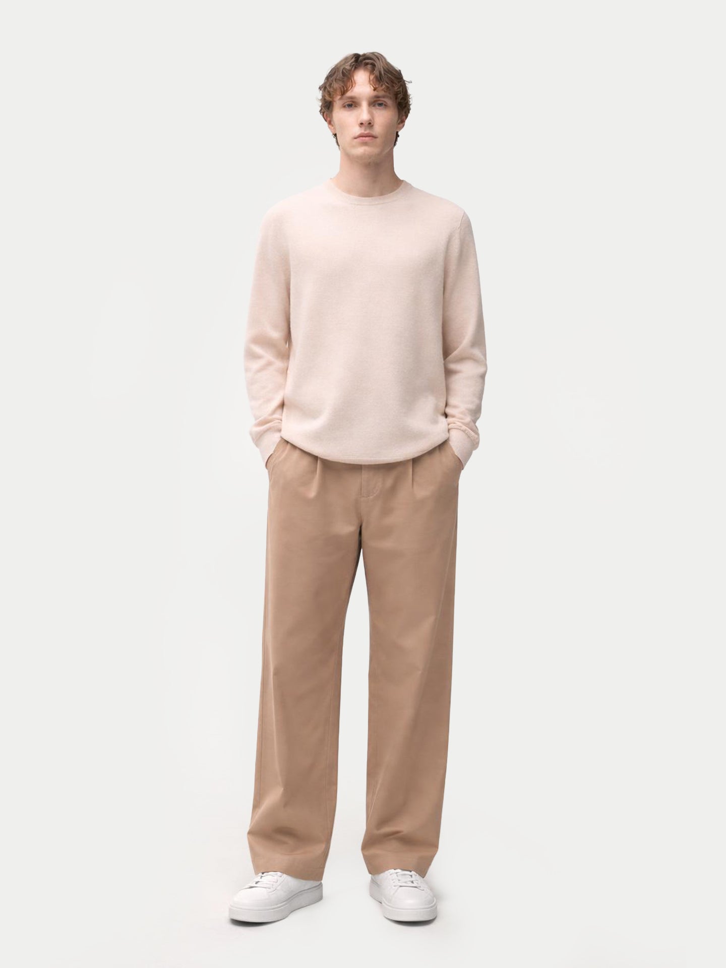 Essential Crewneck Cashmere Sweater Ivory White - Gobi Cashmere