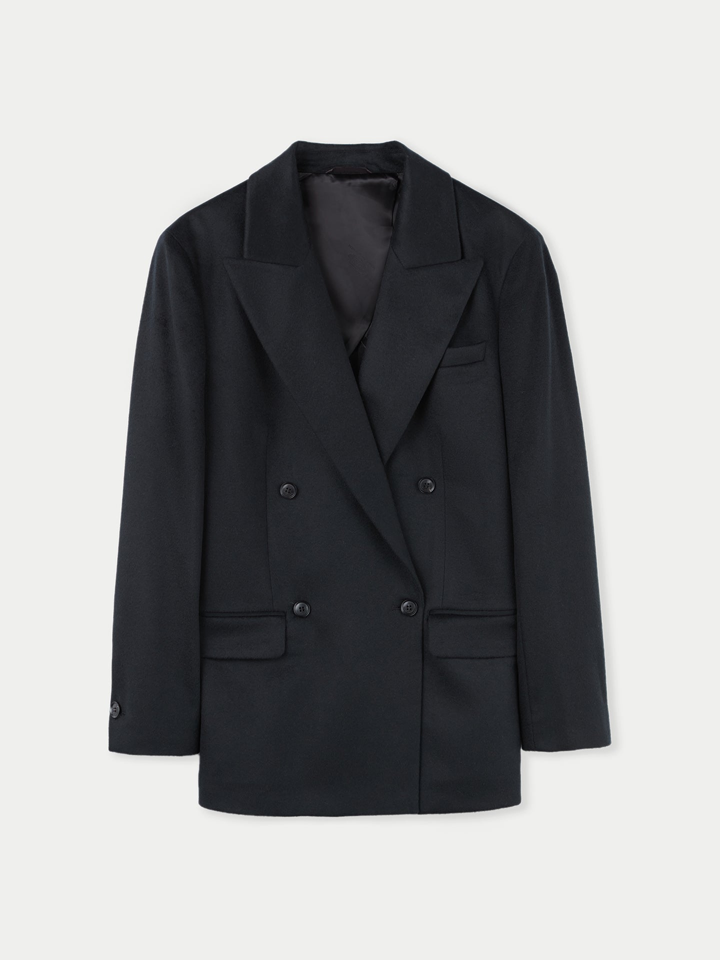 Women's Double-Breasted Cashmere Blazer Black - Gobi Cashmere