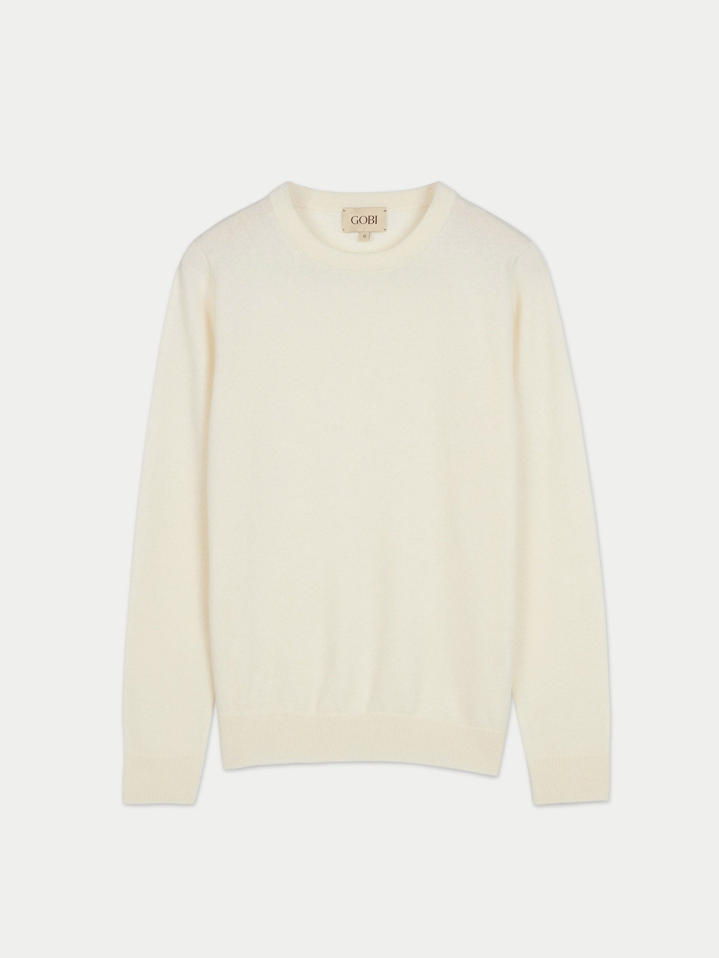 Women's Cashmere Essential Crew Neck Sweater White - Gobi Cashmere
