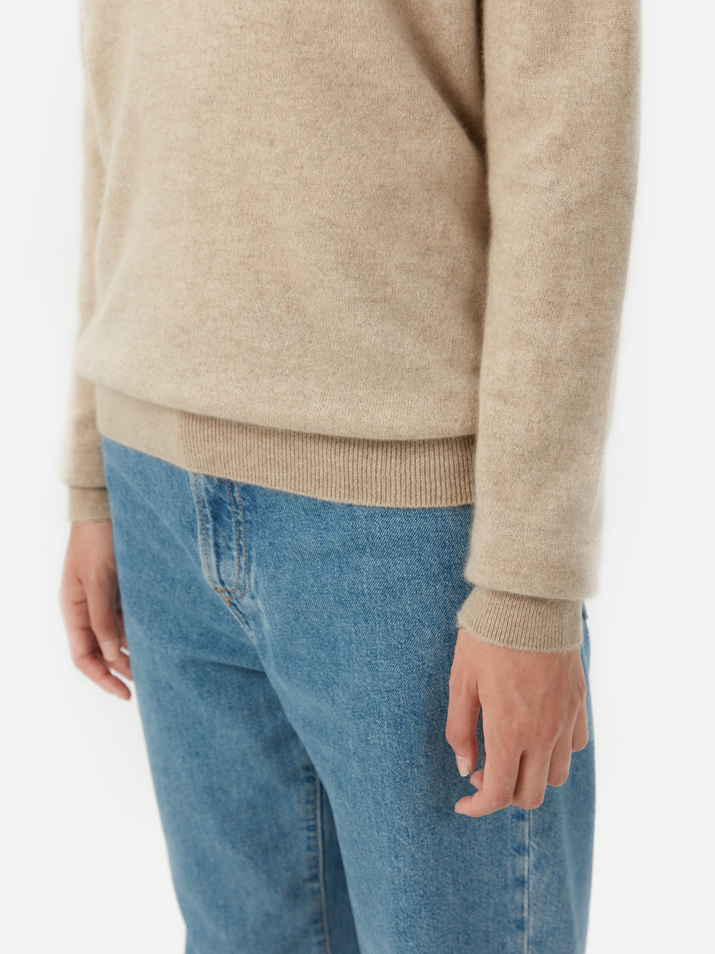 Organic Colour Cashmere Essential V-Neck Sweater Warm Grey - Gobi Cashmere