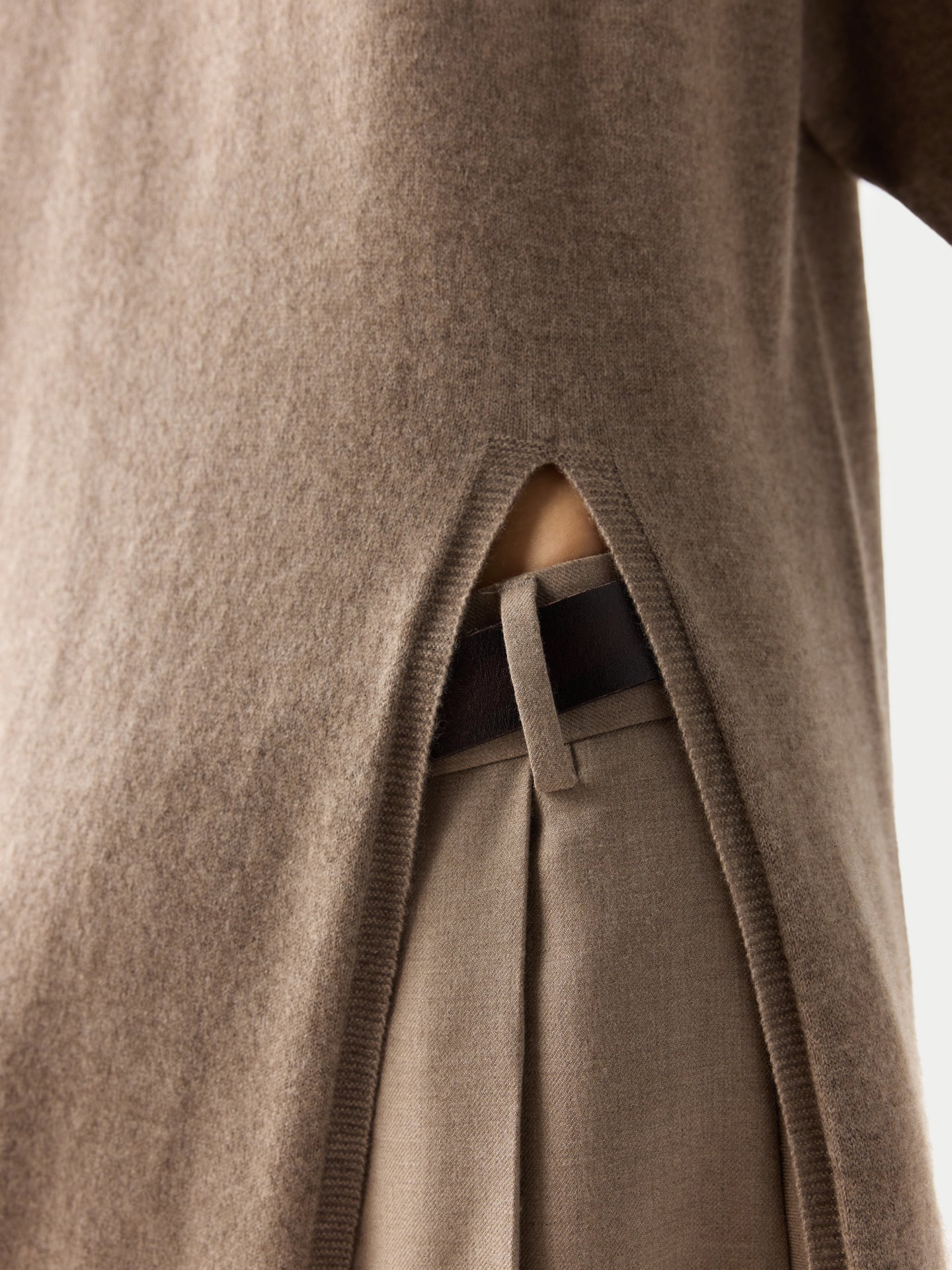 Women’s Cashmere Side-Slit Maxi Dress Taupe | GOBI Cashmere