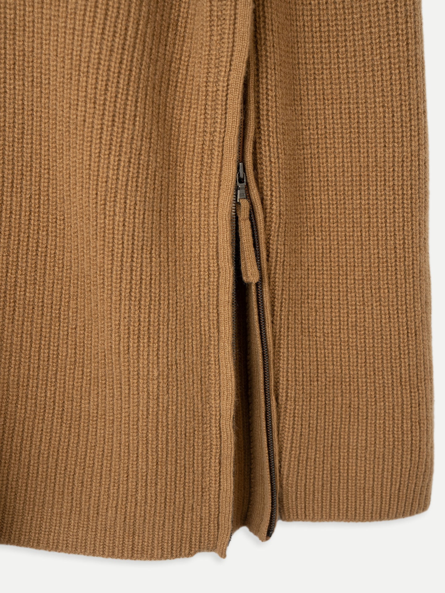 Women's Cashmere Sweater with Side Zippers Almond - Gobi Cashmere