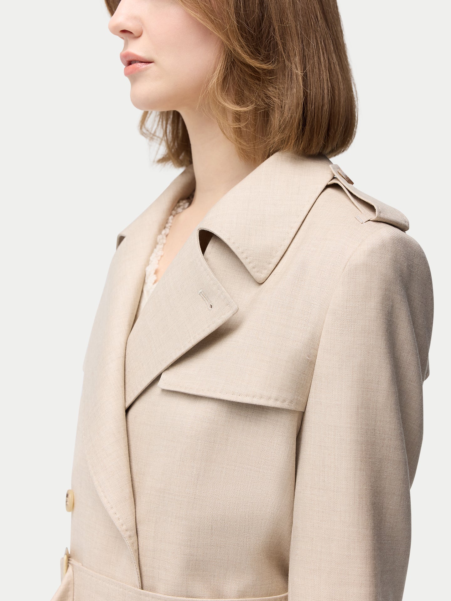 Women's Double Breasted Cashmere Trench Coat Warm Grey - Gobi Cashmere