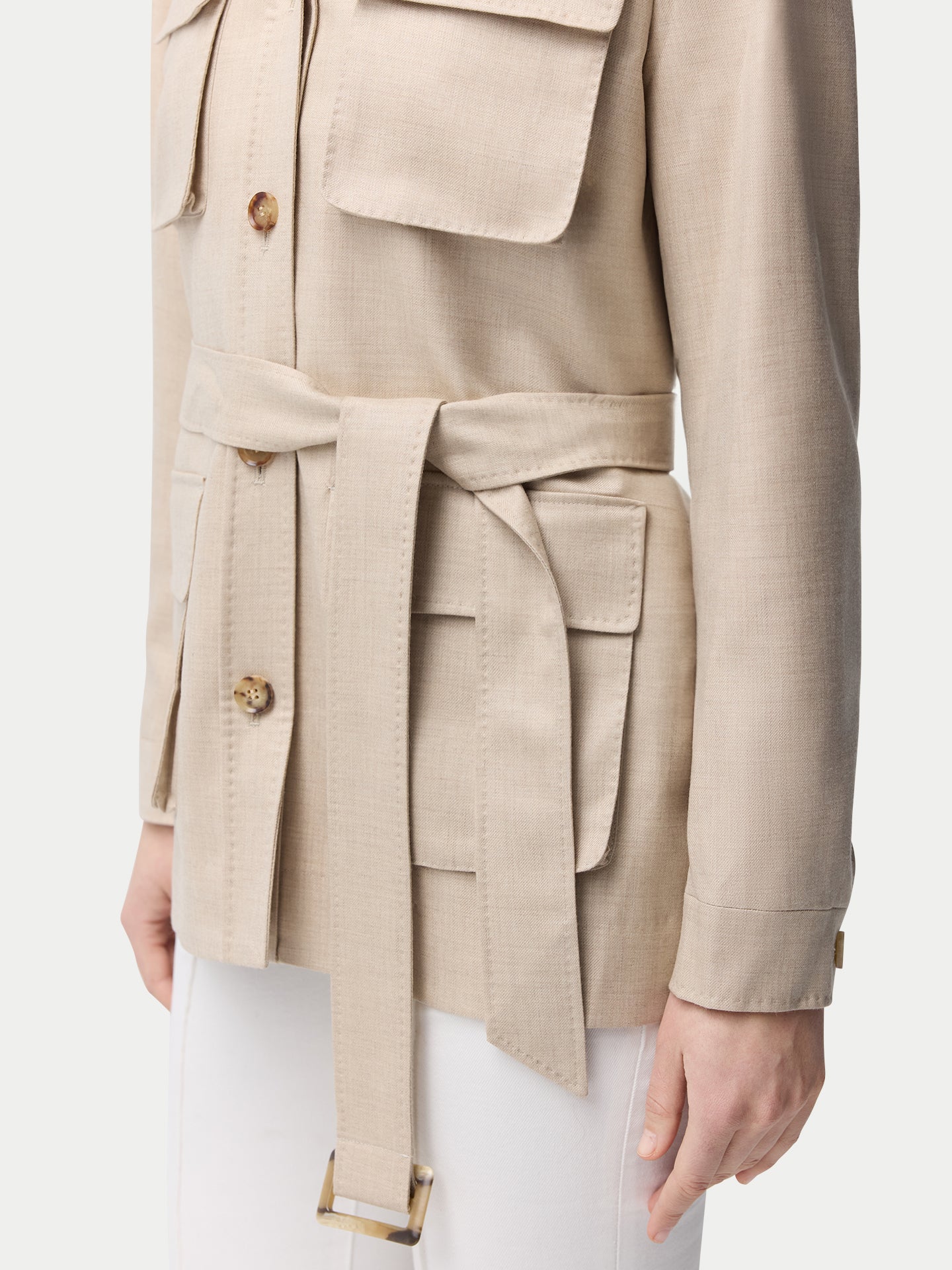 Organic Colour Belted Cashmere Safari Jacket