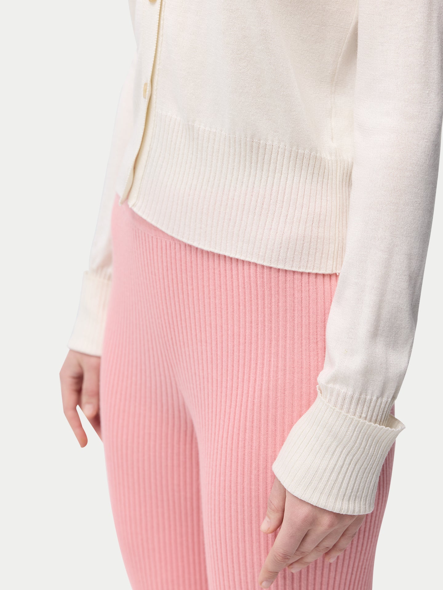 Women's Cashmere Silk Buttoned Cardigan Whisper White - Gobi Cashmere