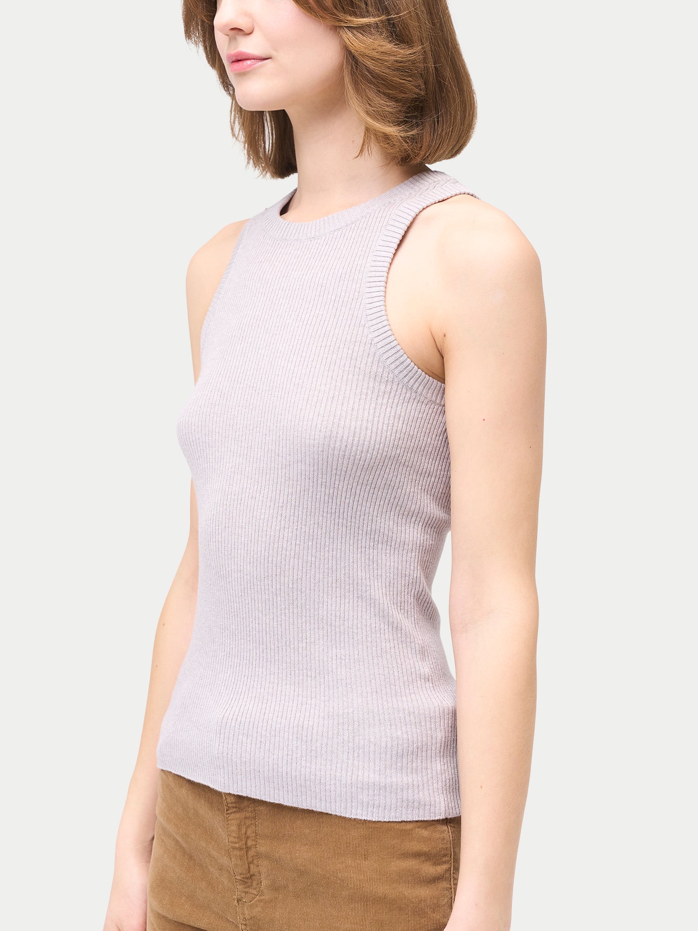Women's Ribbed Cotton Silk Cashmere Blend Tank Top Wind Chime - Gobi Cashmere