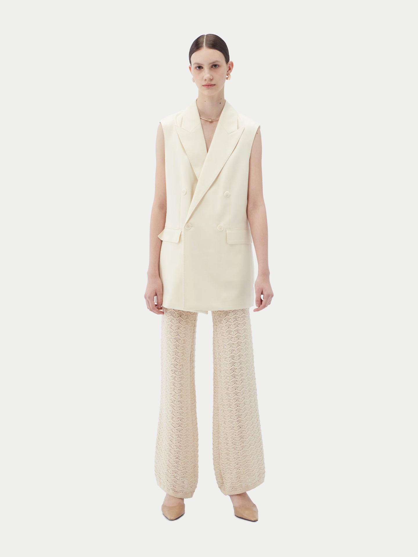 Organic Colour Cashmere Double-breasted Vest