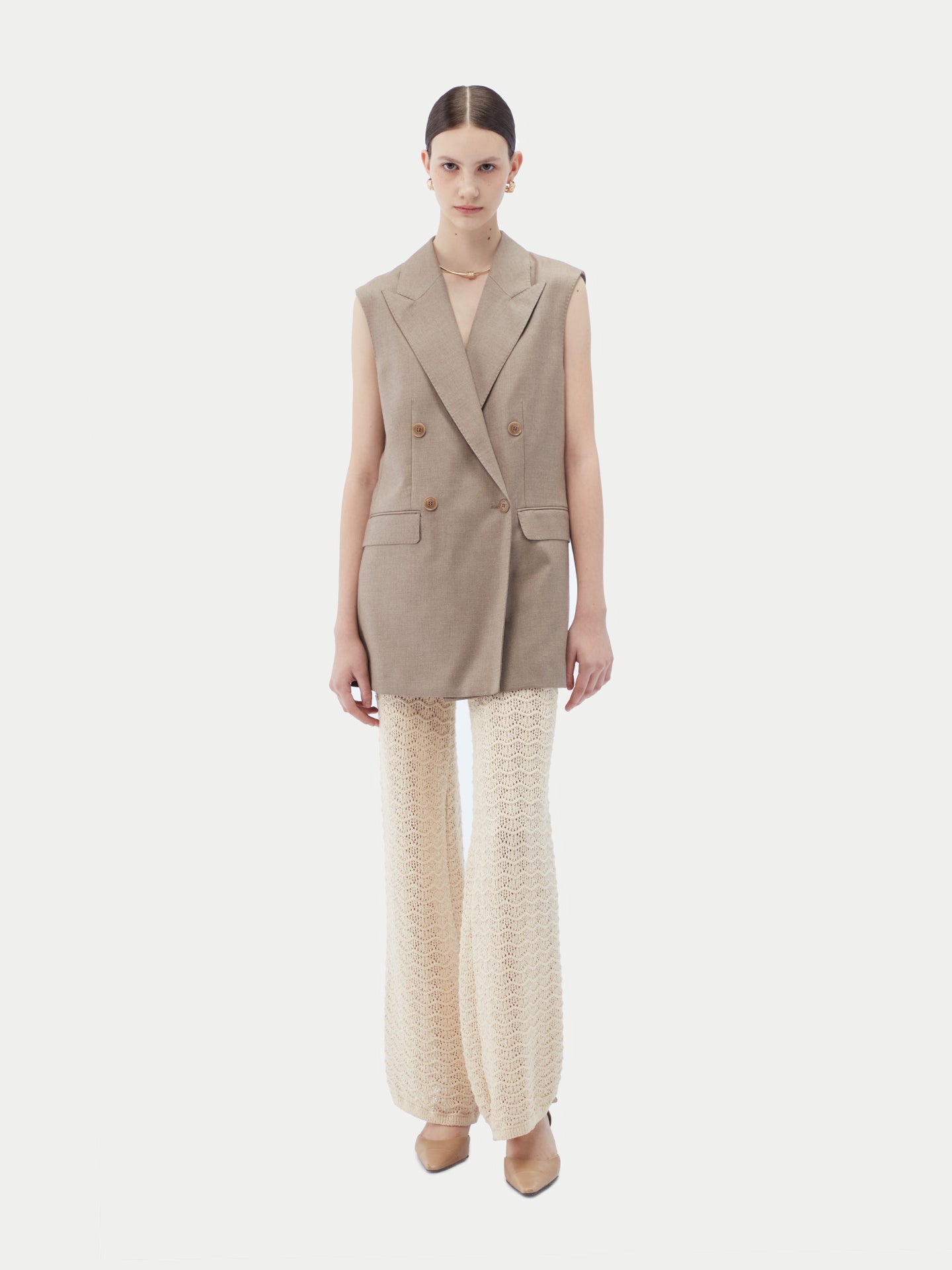 Organic Colour Cashmere Double-breasted Vest