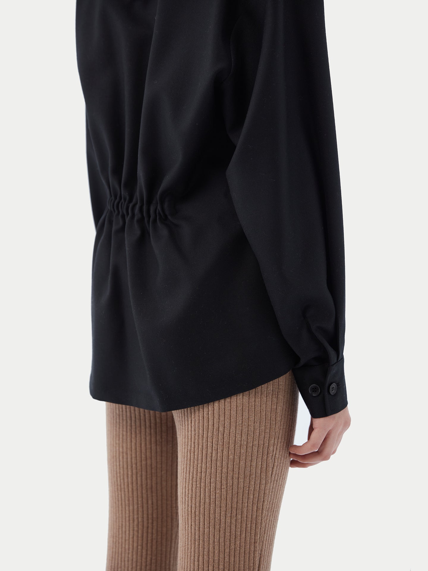 Women's Cashmere Wrap Shirt Black - Gobi Cashmere