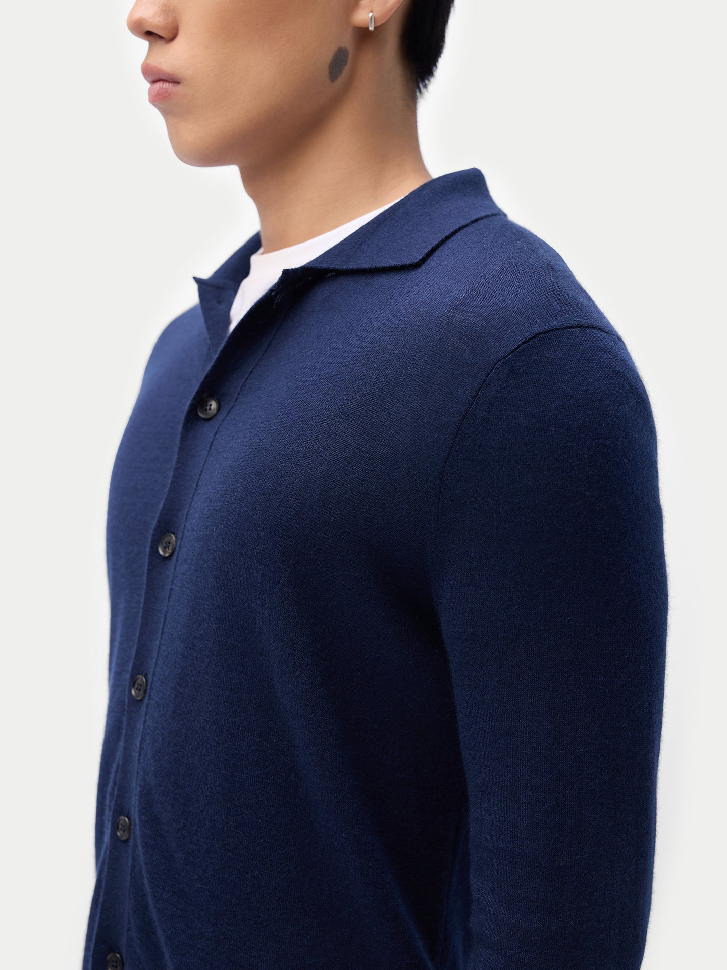 Cashmere Silk Polo-Neck Cardigan