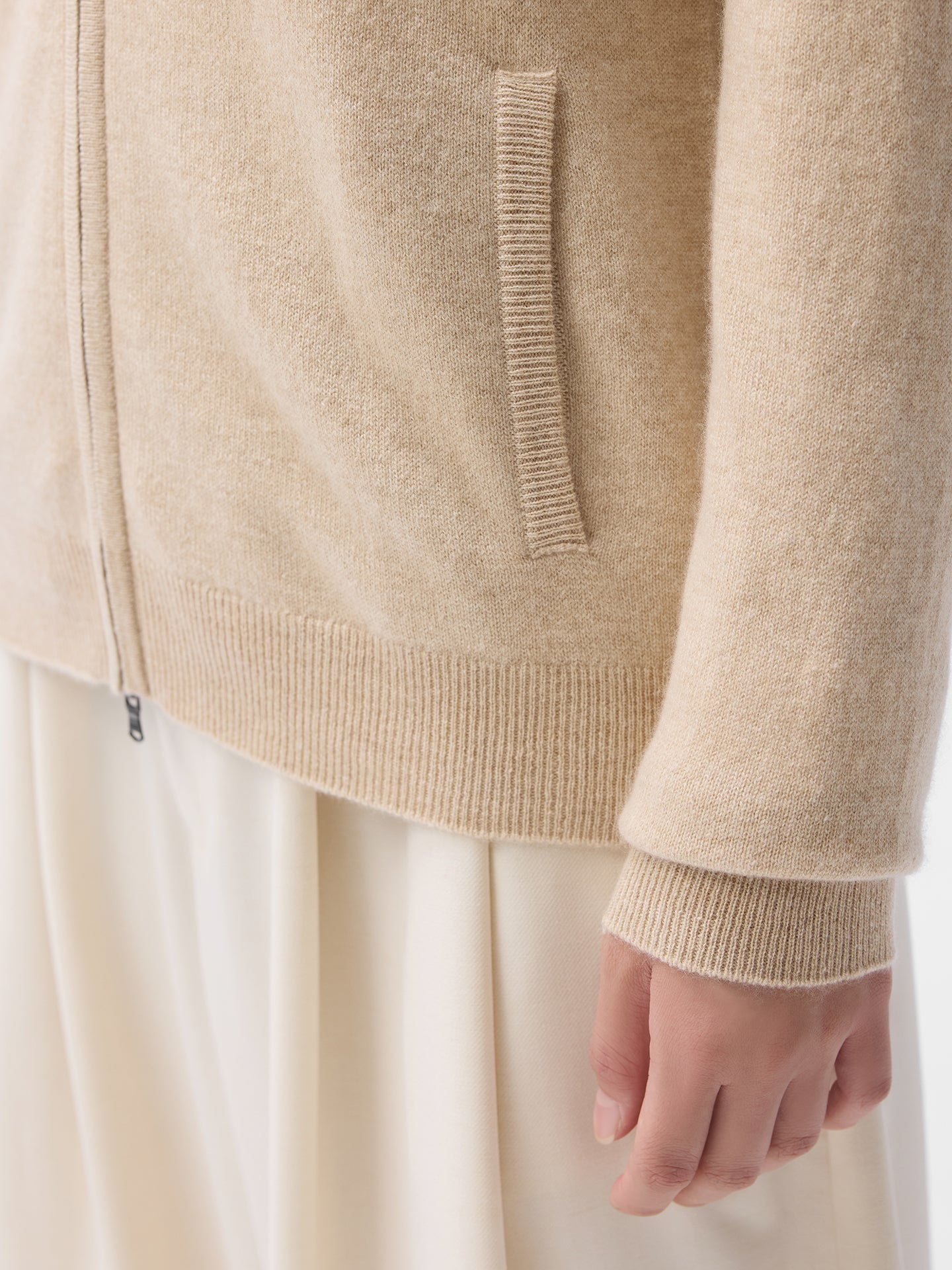 Essential Organic Colour Cashmere Full-Zip Cardigan