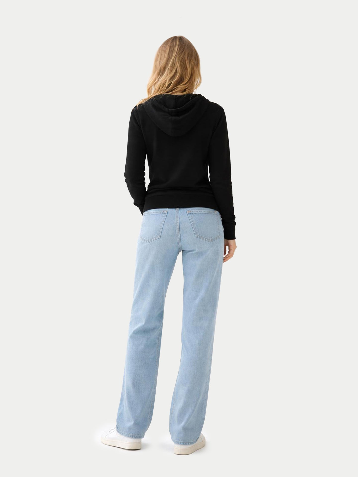 Woman Zipper Hoodie with Smiley Pocket